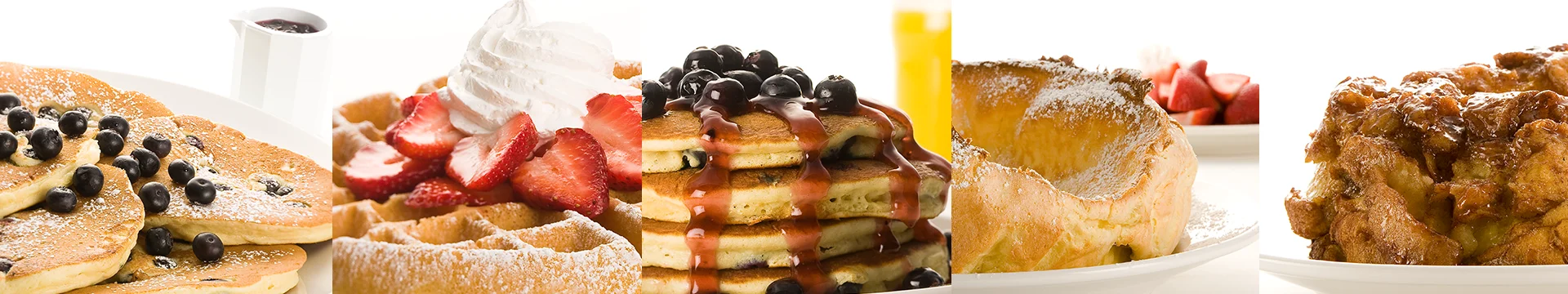 Delicious stack of American pancakes with blueberries and whipped cream