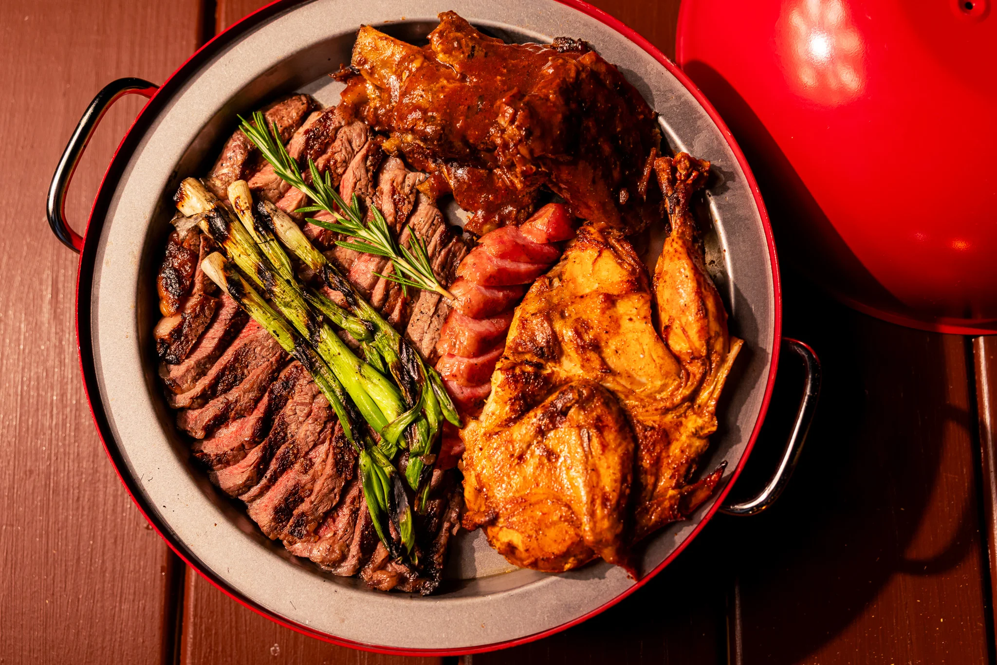 Assorted Latin American appetizers on a wooden platter