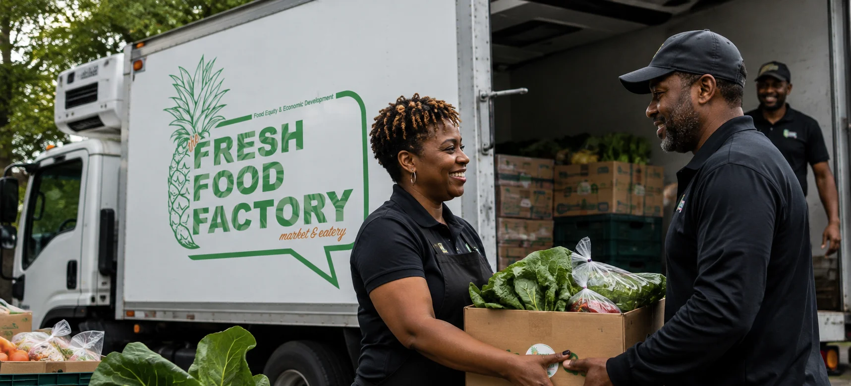 Fresh food delivery at a community market