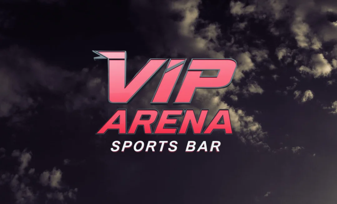 VIP Arena Sports Bar with a vibrant stadium atmosphere and cheering crowd