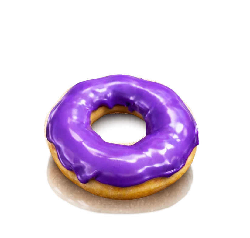 Ube mochi donut with purple ube glaze