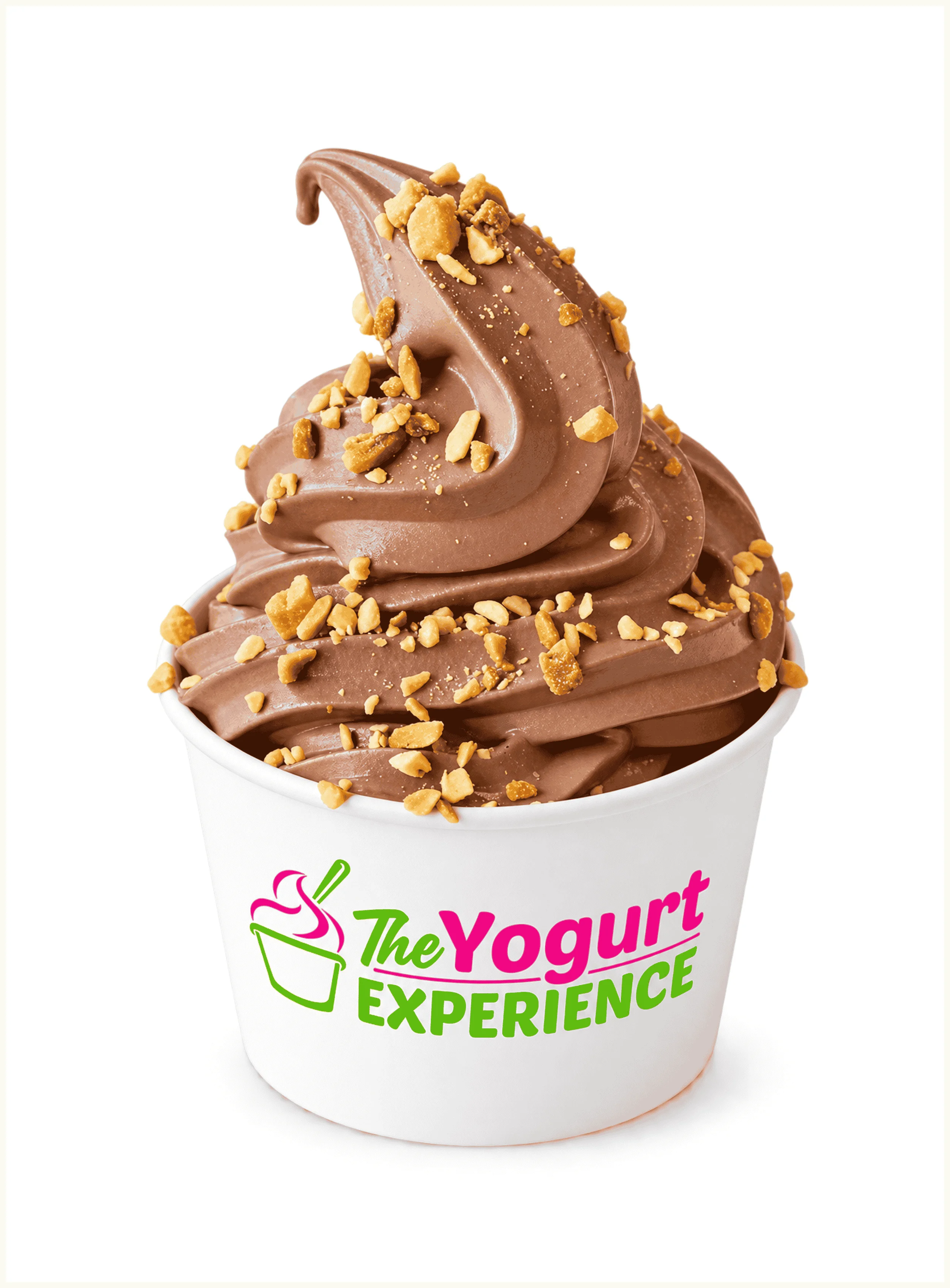 Chocolate frozen yogurt topped with nuts