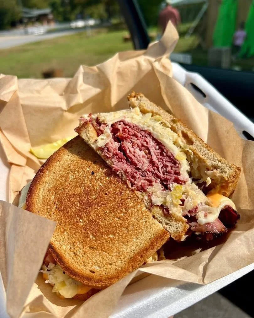 Classic Reuben sandwich with corned beef and sauerkraut