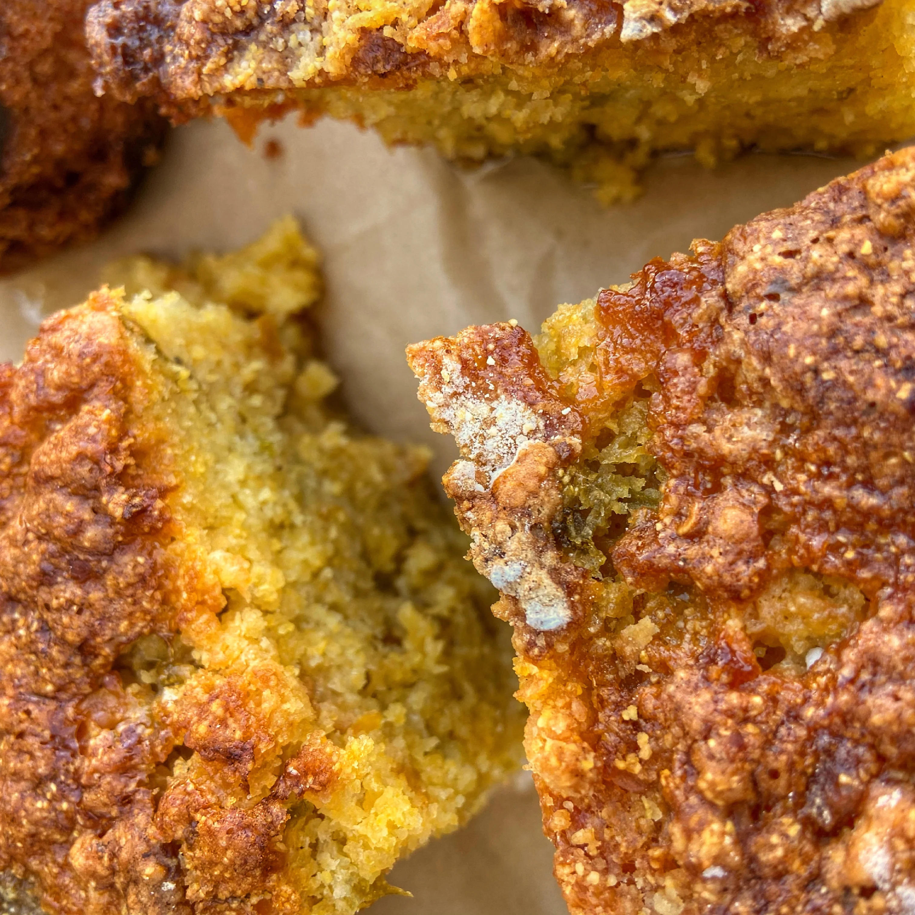 Golden cornbread squares, a Southern comfort food classic