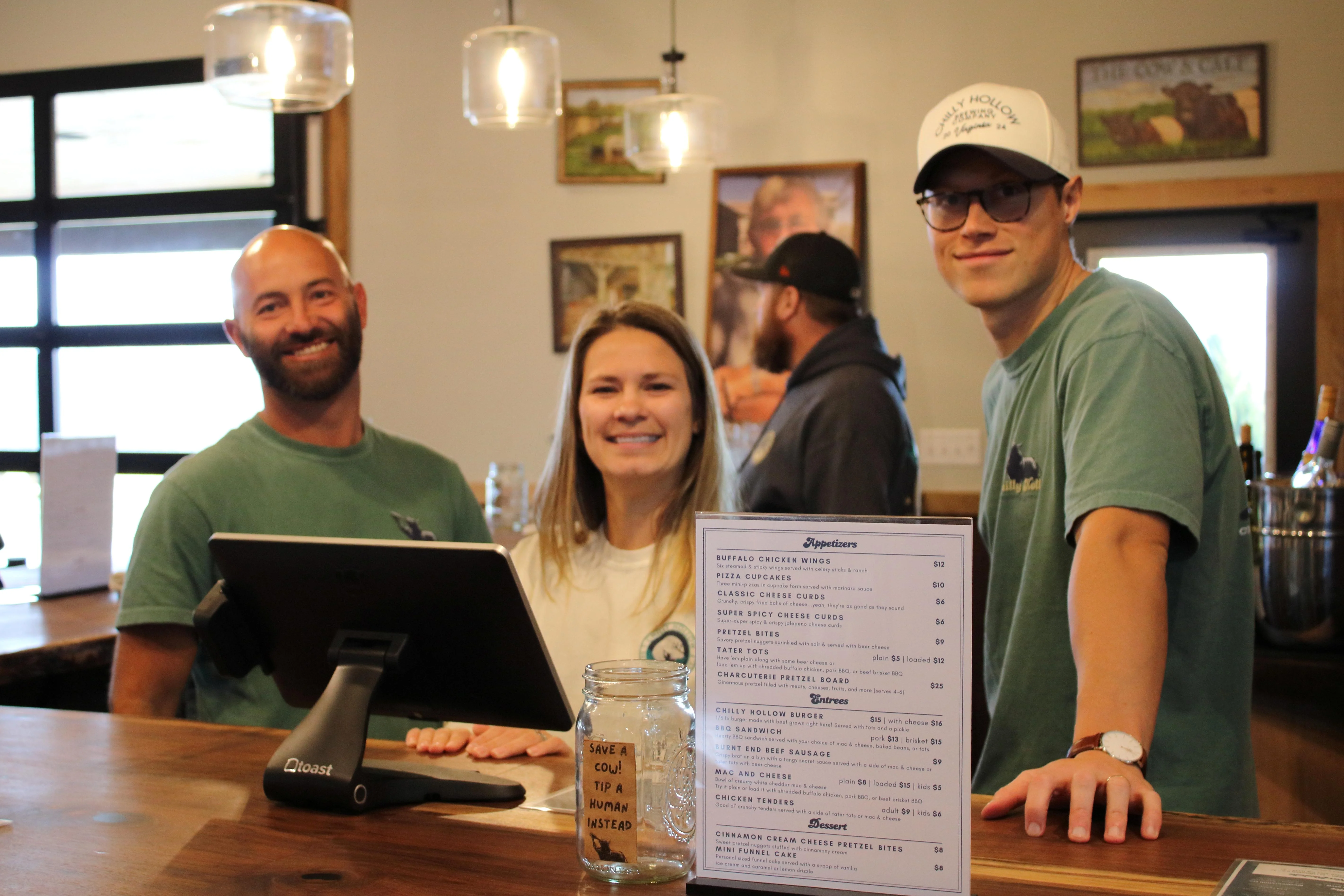 Team behind bar at Chilly Hollow Brewing Co.