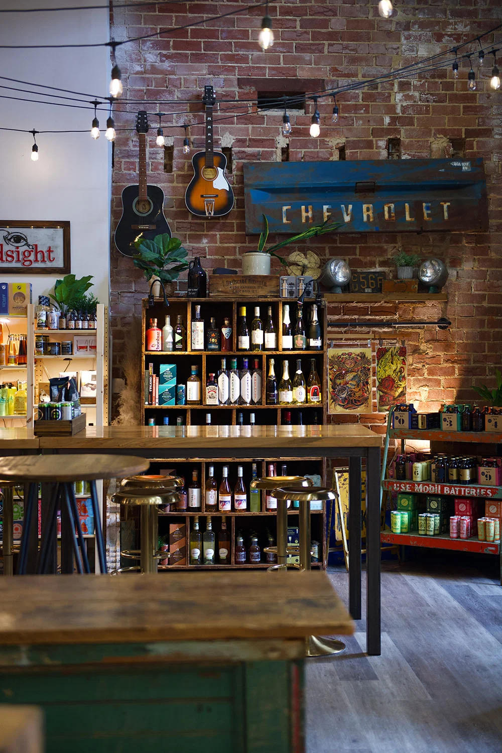Charming restaurant interior with rustic decor and warm lighting