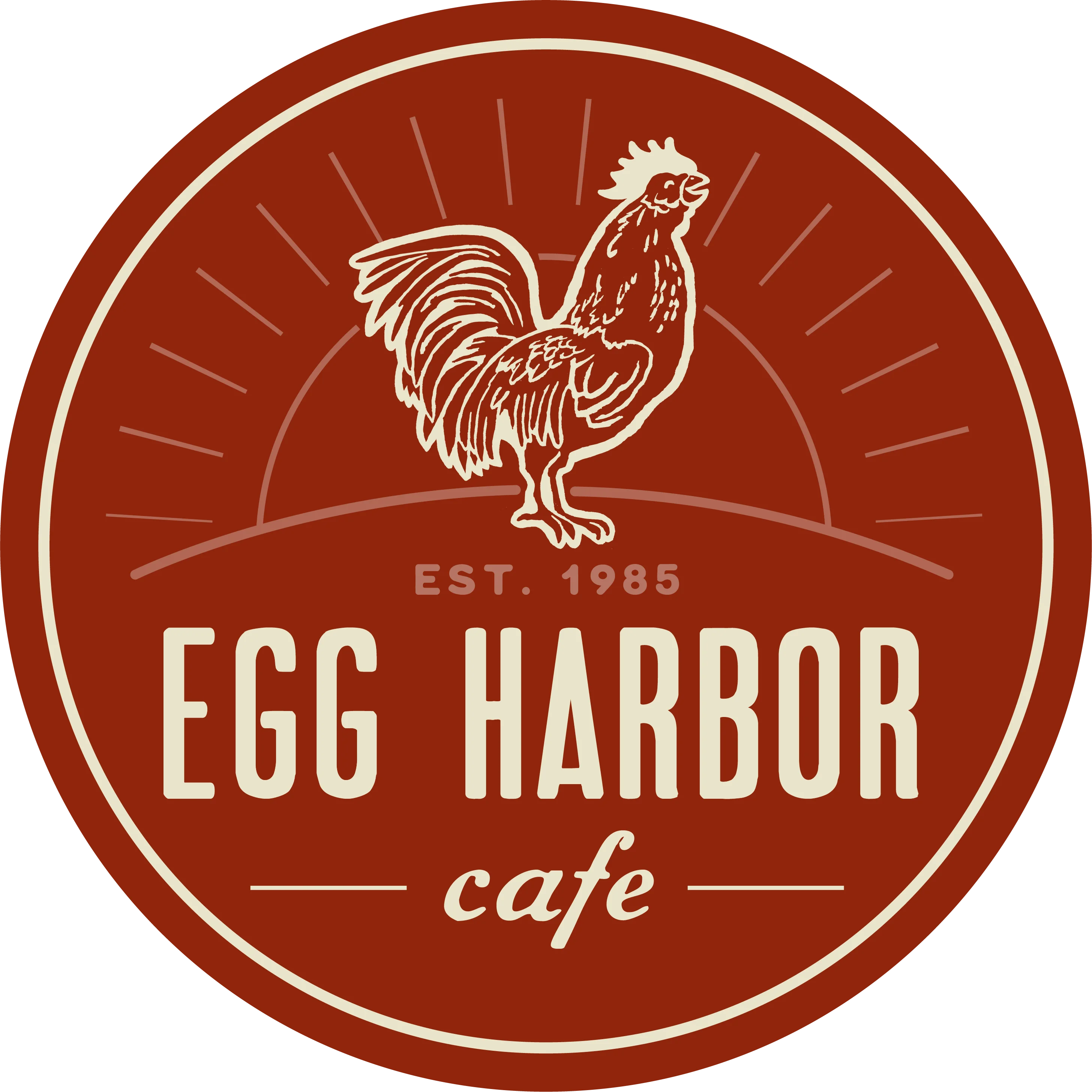 Logo of Egg Harbor Cafe featuring a rooster design