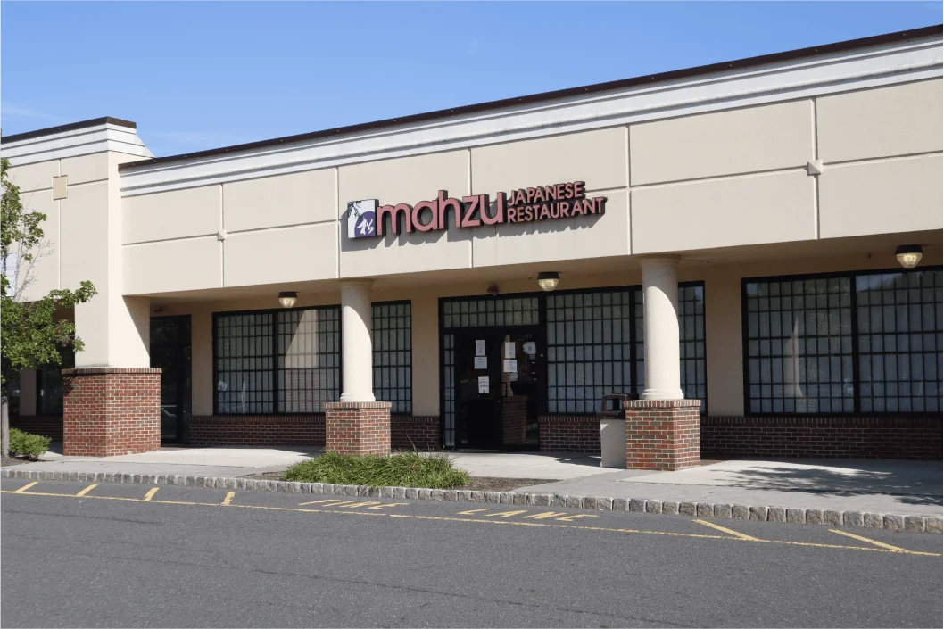Mahzu Japanese Restaurant storefront at Windsor Crossing, 761 Route 33, East Windsor, NJ