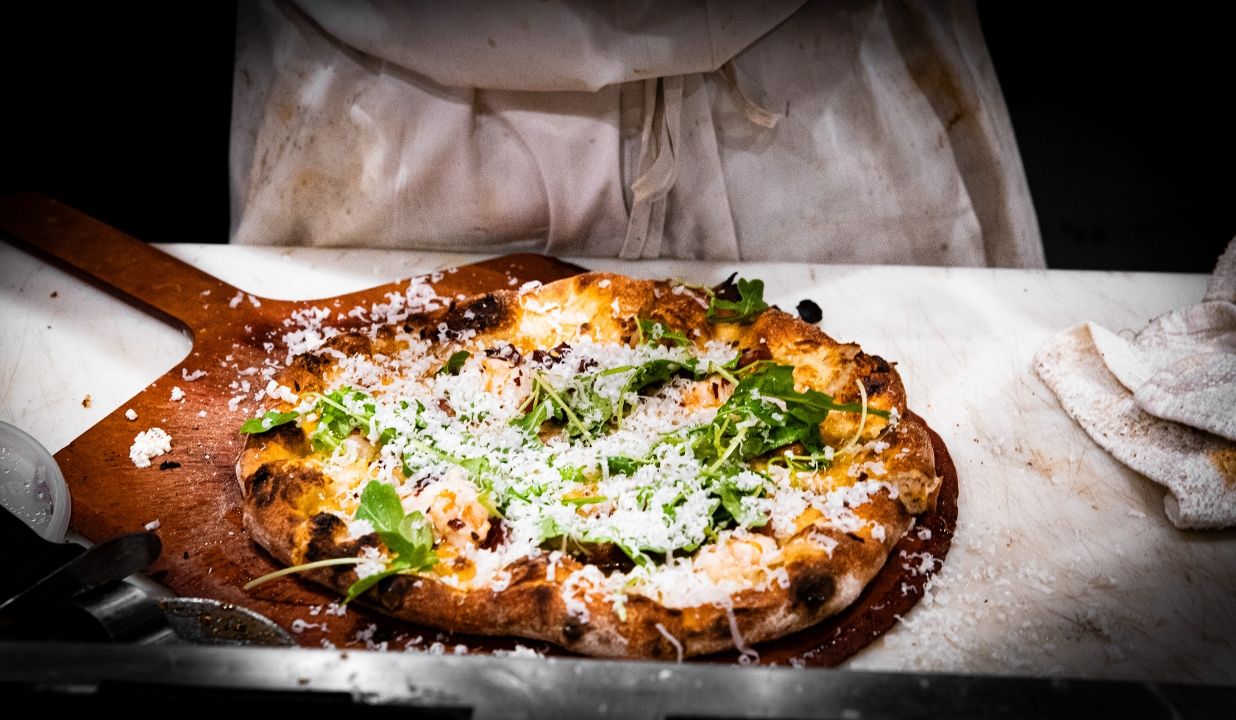 Shrimp & Pancetta Pizza at Ty’s Roadside Coastal Kitchen