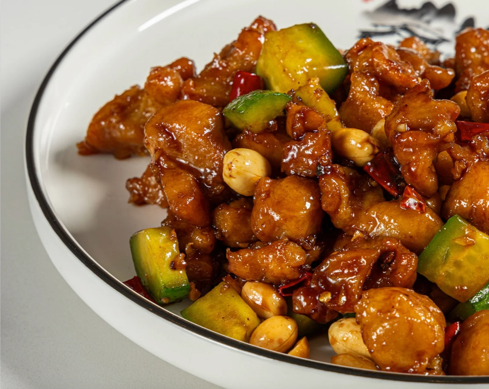 Sichuan kung pao chicken with peanuts and bell peppers