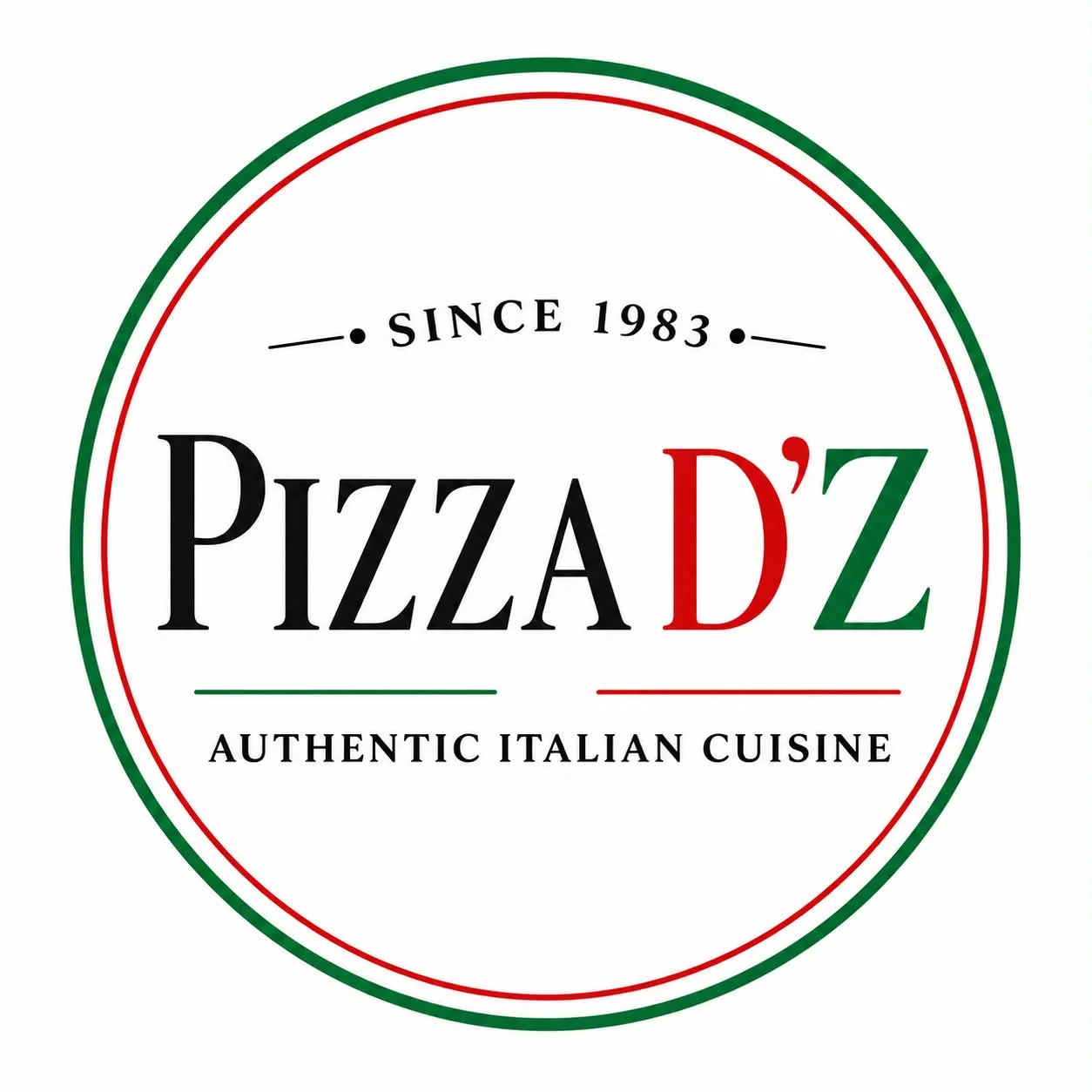 A colorful logo featuring a pizza slice with various toppings including pepperoni, vegetables, and herbs. The logo includes the text 'FV PIZZA D'Z' and a tagline that says 'a nice place to live & eat.'