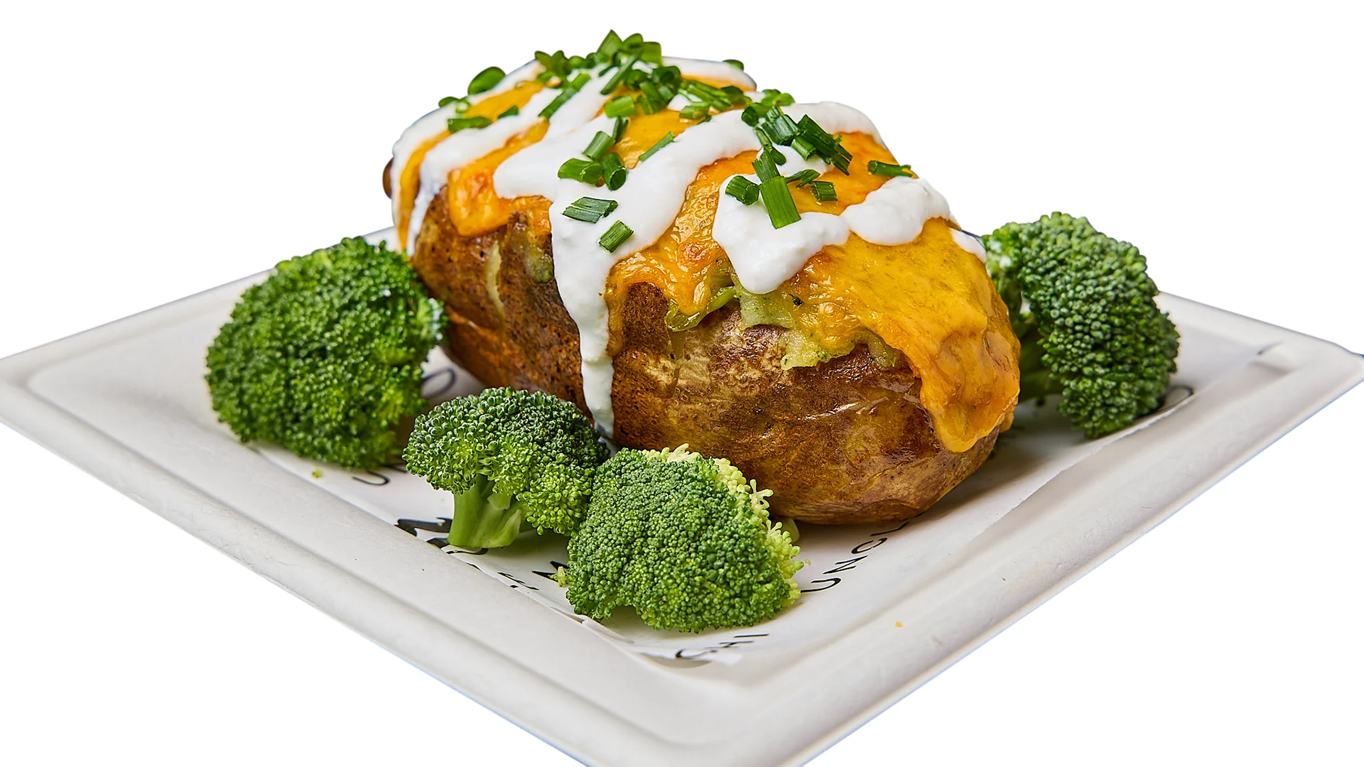 Loaded baked potato with cheese and broccoli