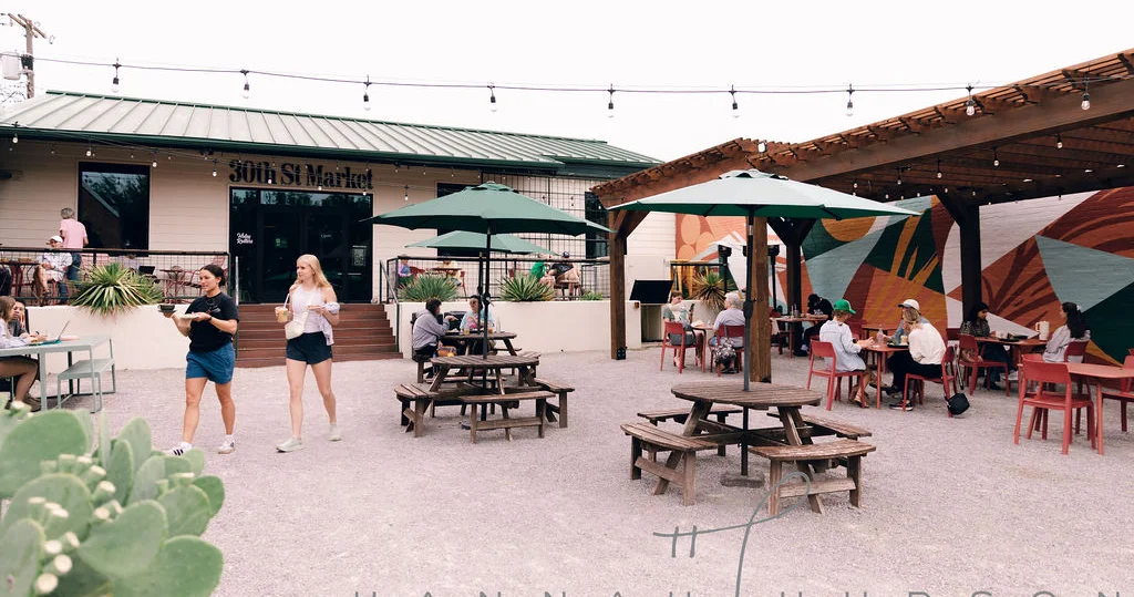 Community enjoying the patio