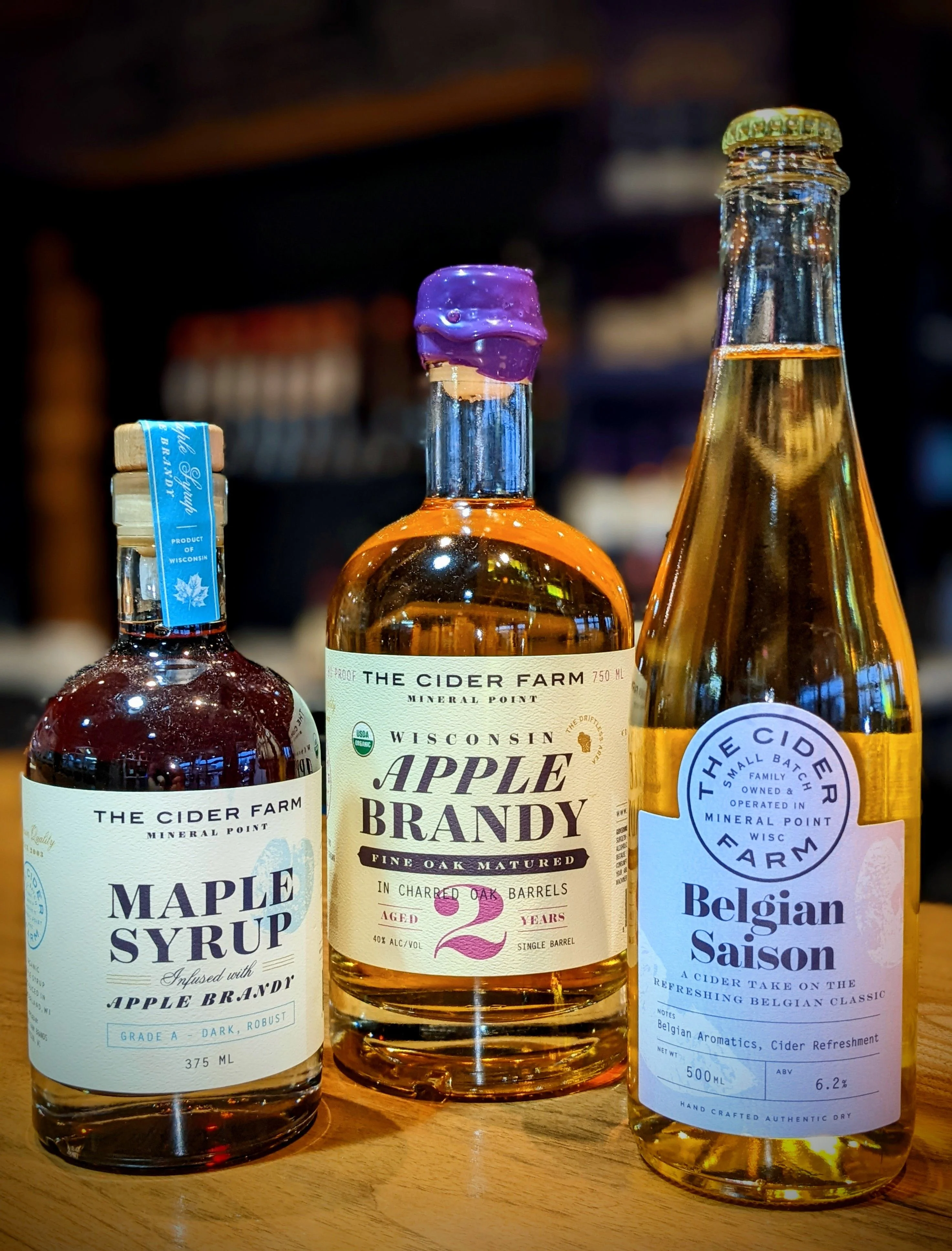 Selection of artisanal beverages from The Cider Farm