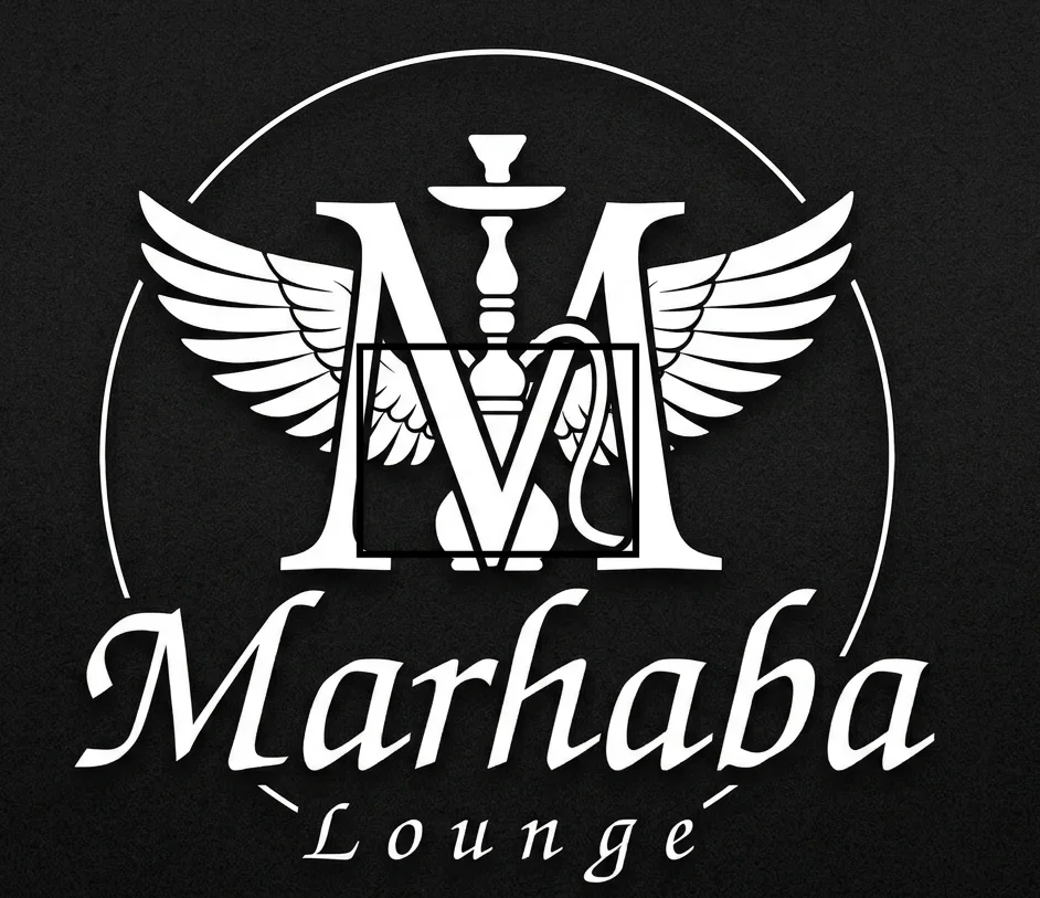 A logo featuring a stylized letter 'M' intertwined with wings and a hookah, set against a dark background.