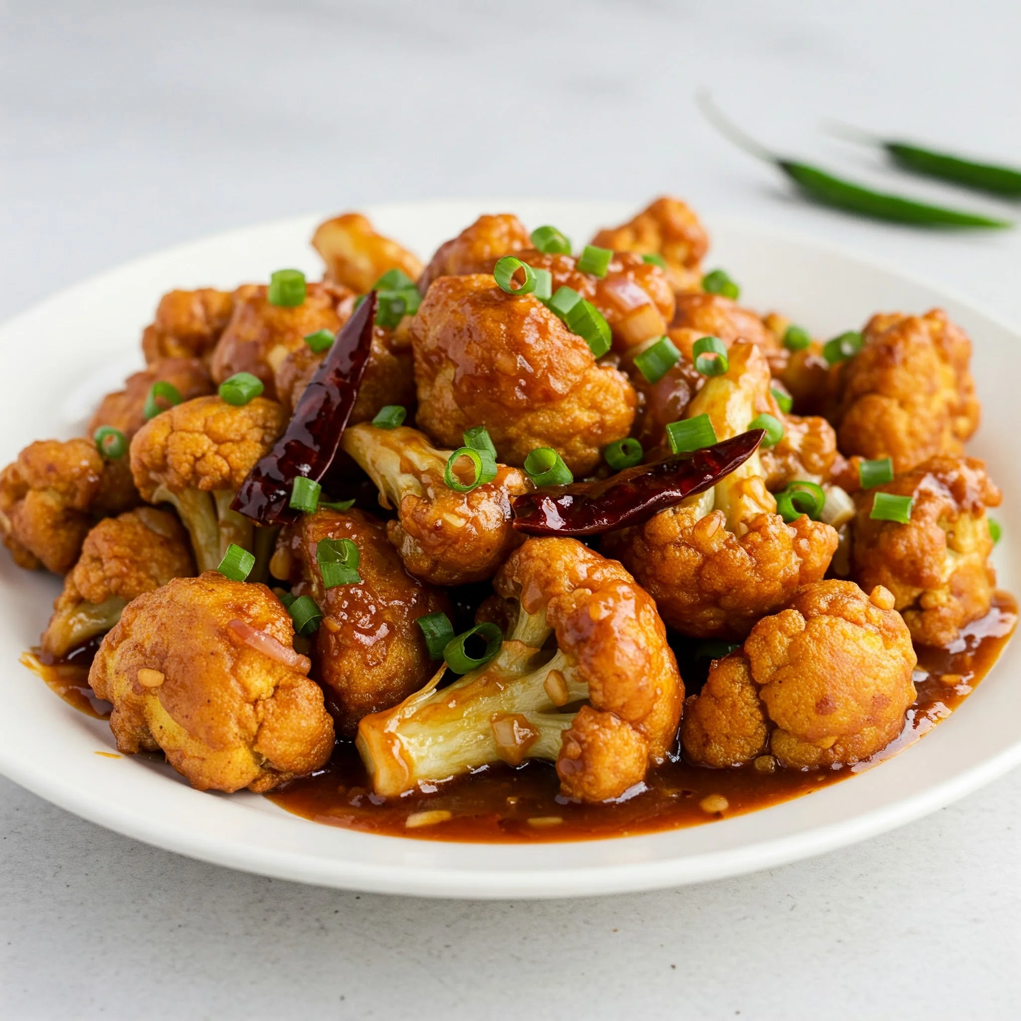 Crispy Indian Gobi Manchurian with green onions