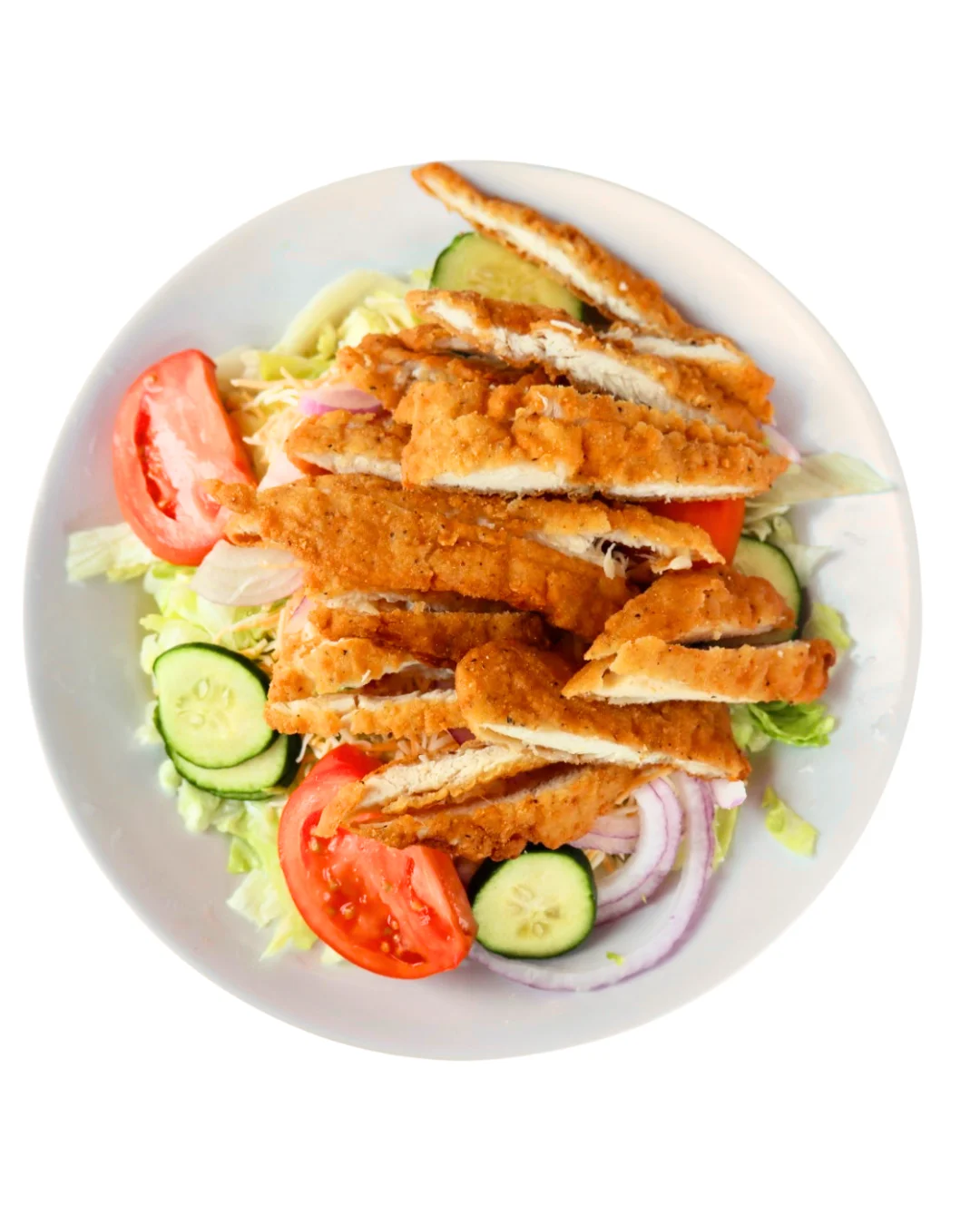Crispy chicken salad with fresh vegetables