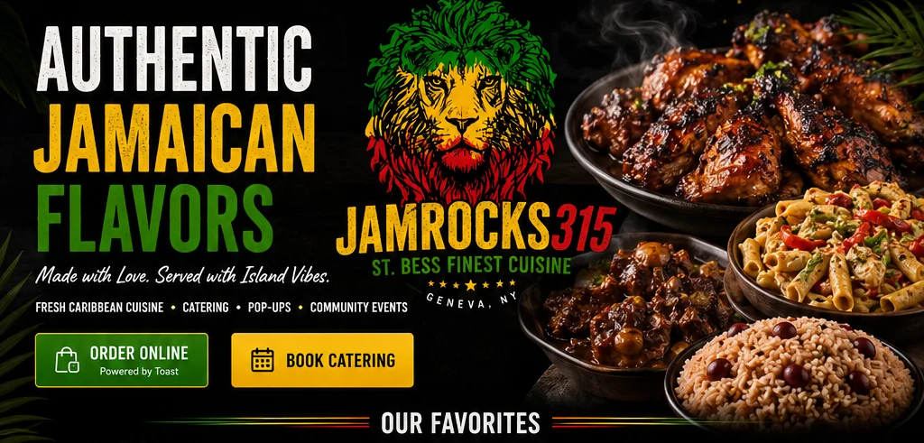 Authentic Jamaican jerk chicken plate with rice and peas
