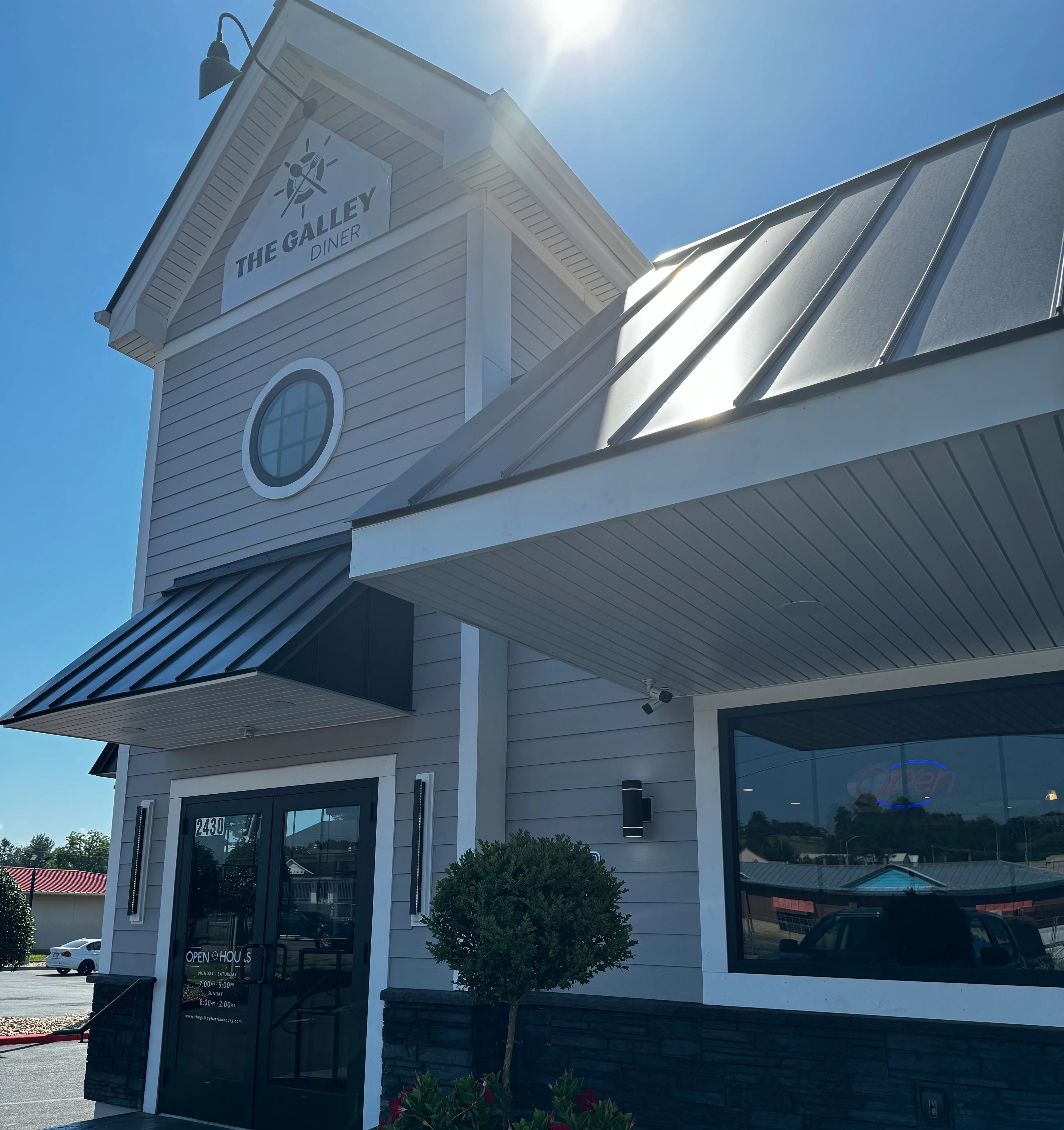 Exterior view of The Galley Diner with modern architecture