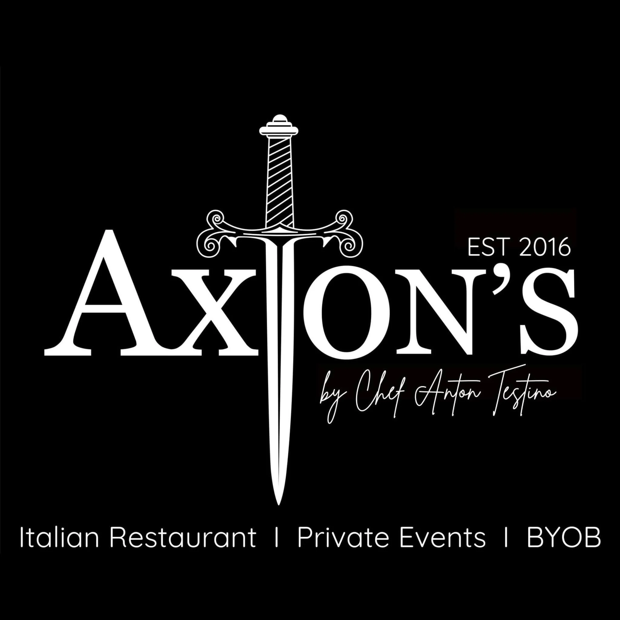 Logo of Axton's Italian restaurant with sword design