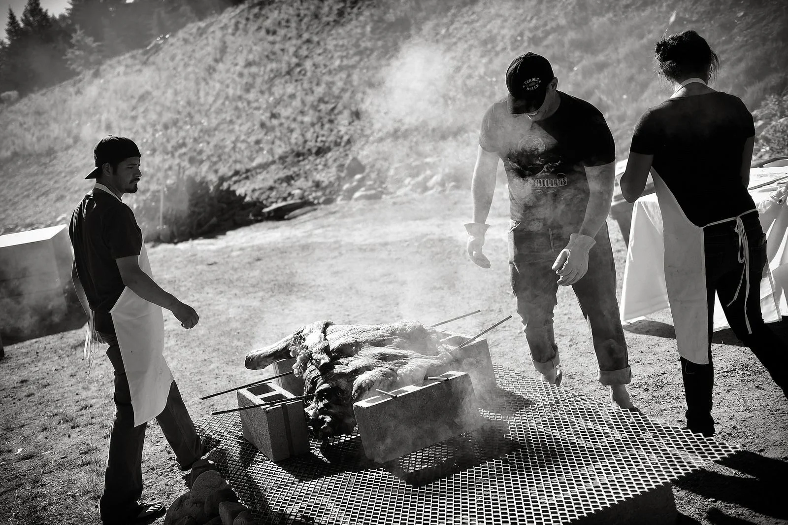 A restaurant chef preparing a dish