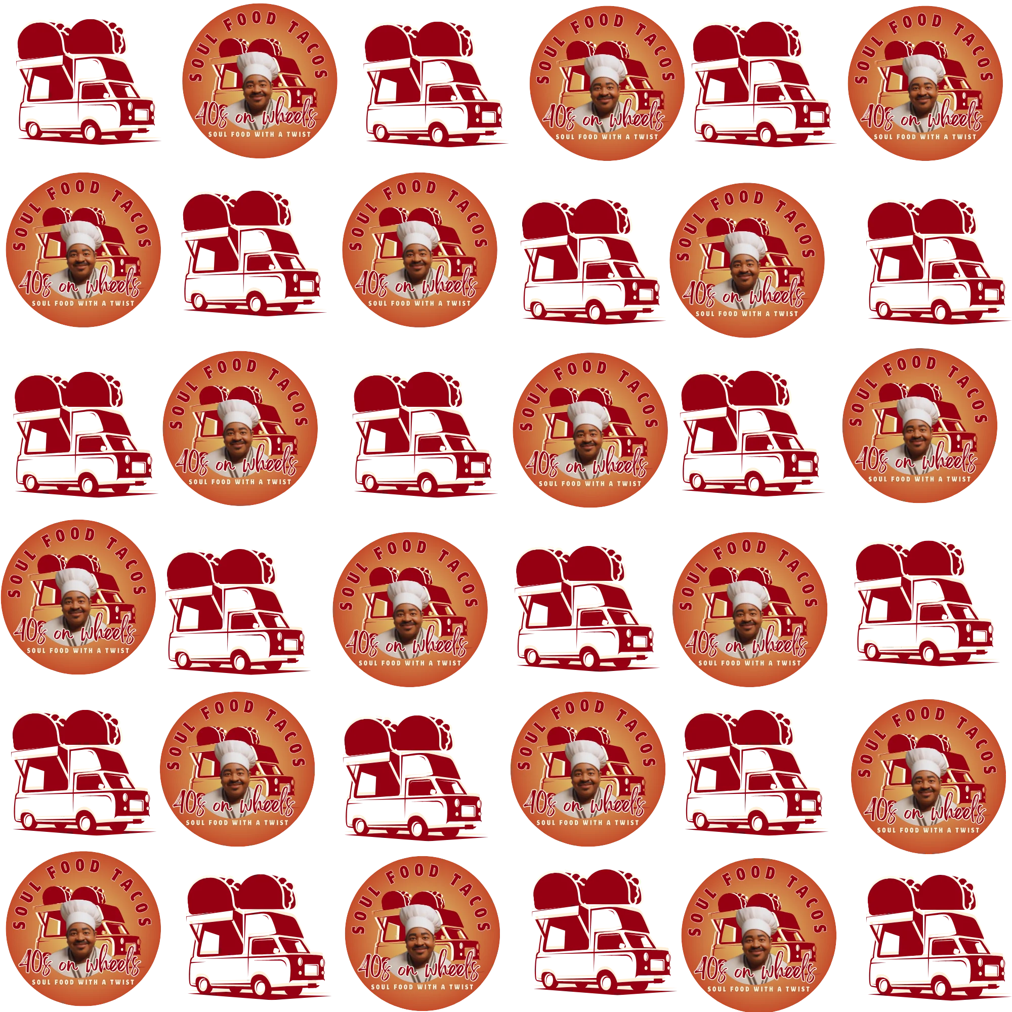 Pattern of traditional Chinese dumplings on a red background
