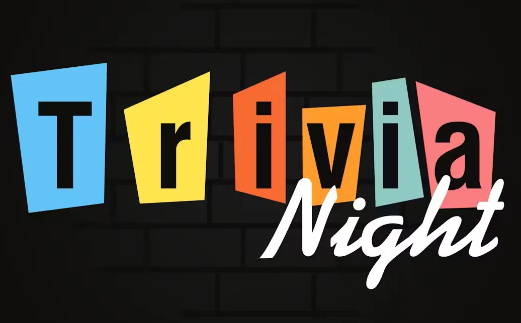 Colorful graphic promoting Trivia Night event