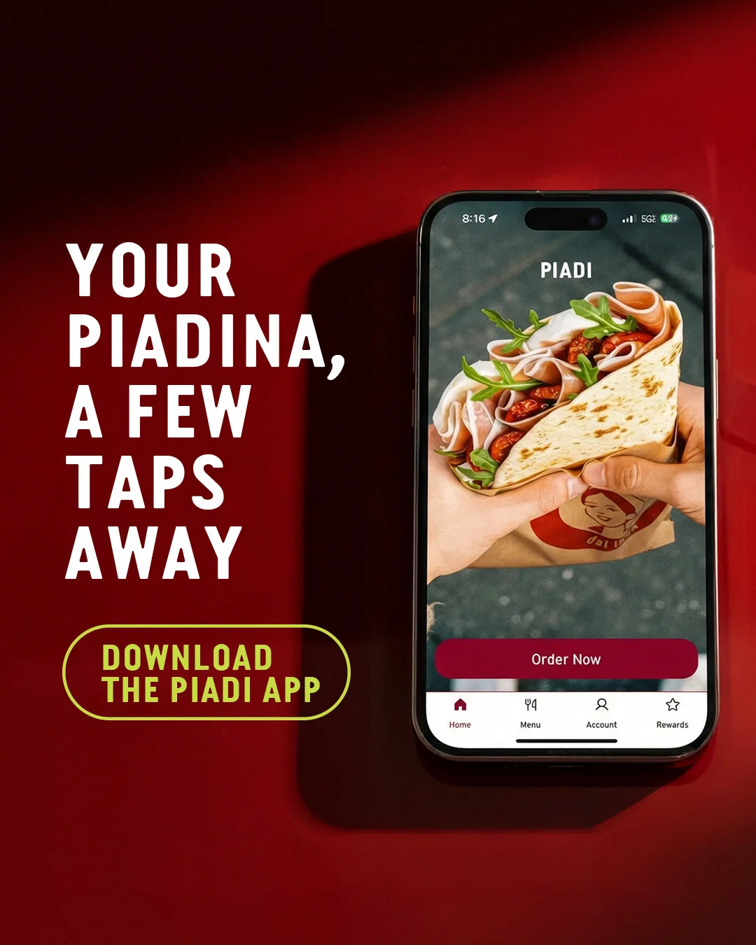 Delicious piadina wrapped with fresh ingredients