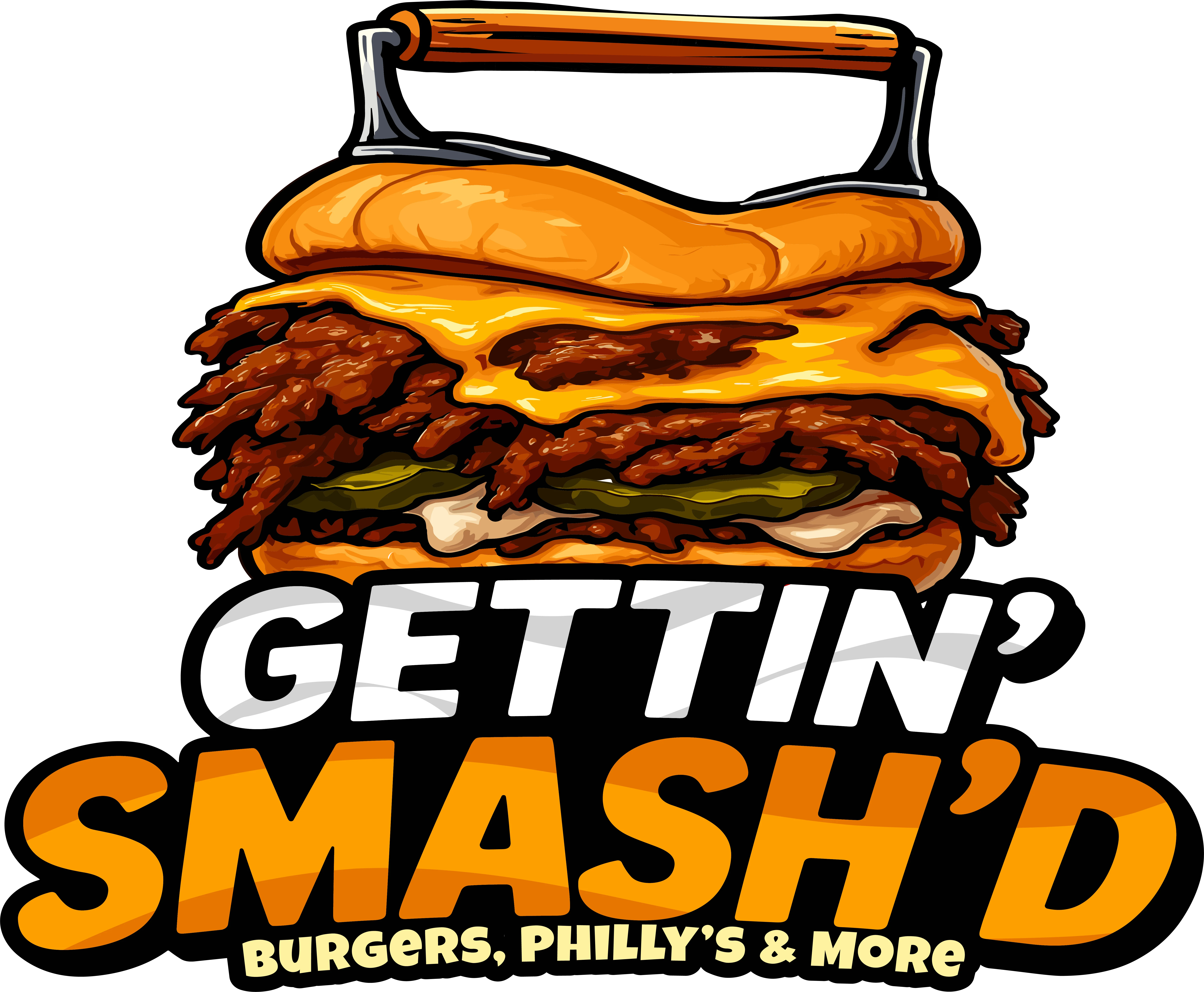 Delicious smashed burger with cheese and toppings