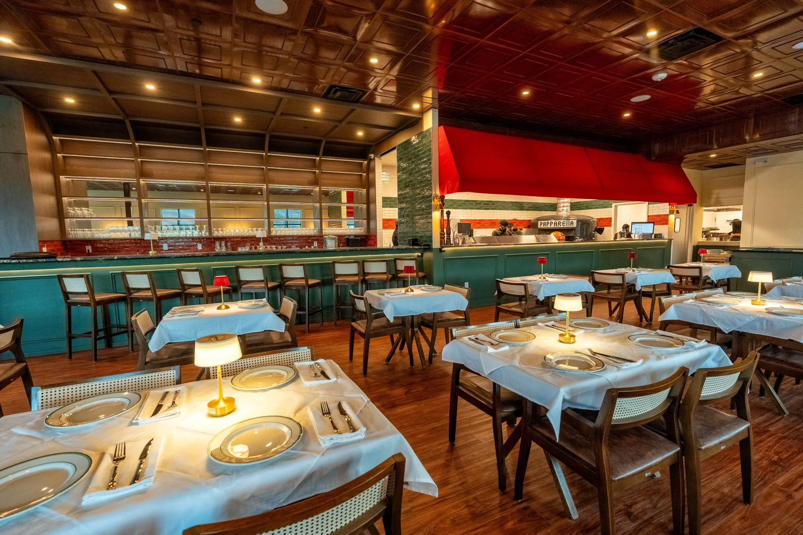 Elegant restaurant interior with cozy lighting