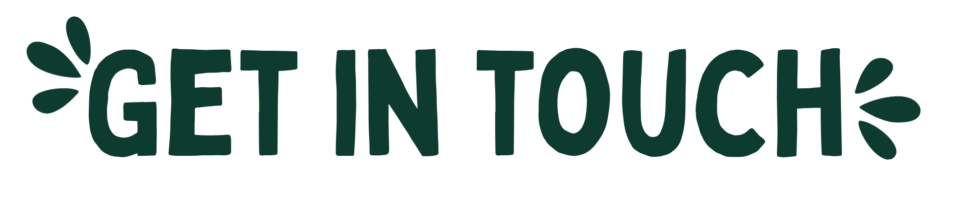 Text graphic saying 'GET IN TOUCH' with decorative elements.
