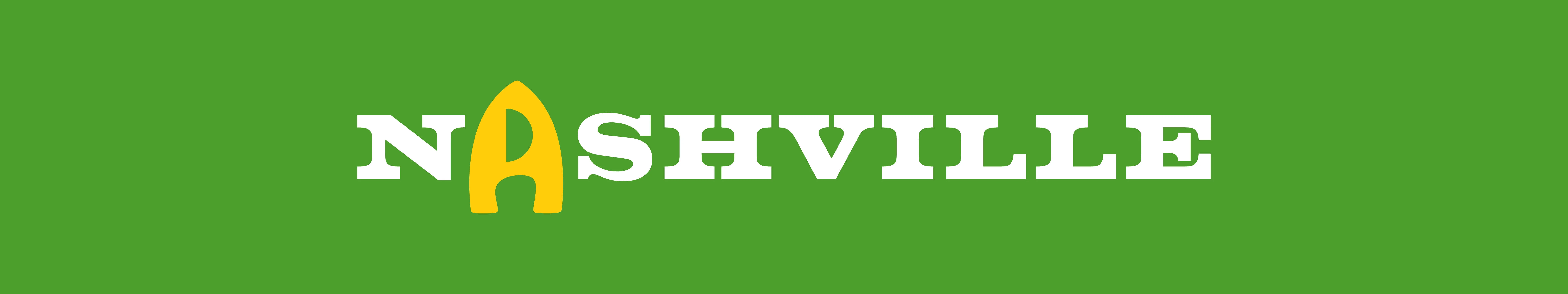 Nashville city logo on a vibrant green background
