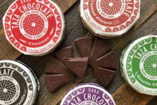 Artisan dark chocolate discs from Taza Chocolate