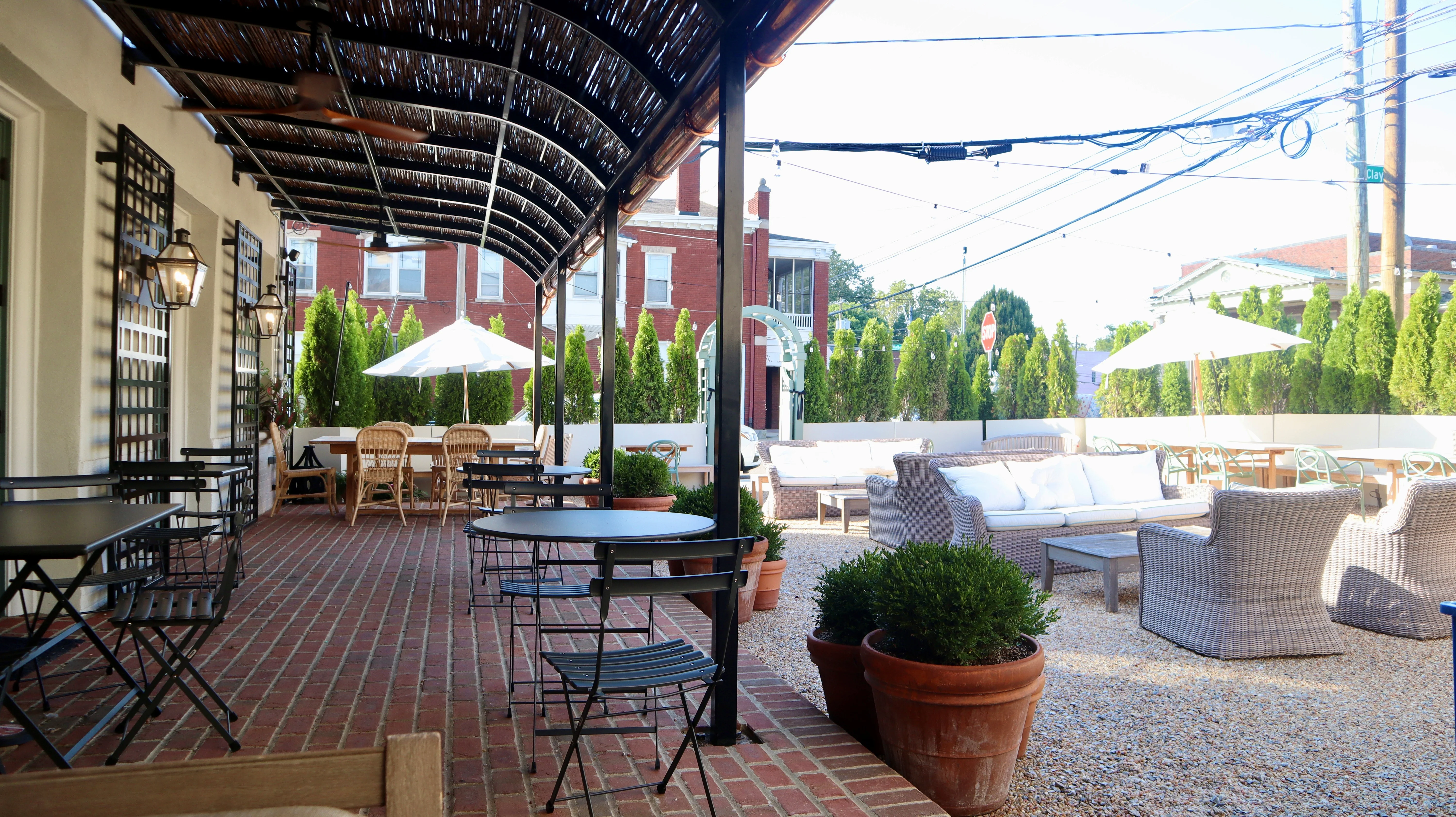 Charming outdoor dining area with cozy seating