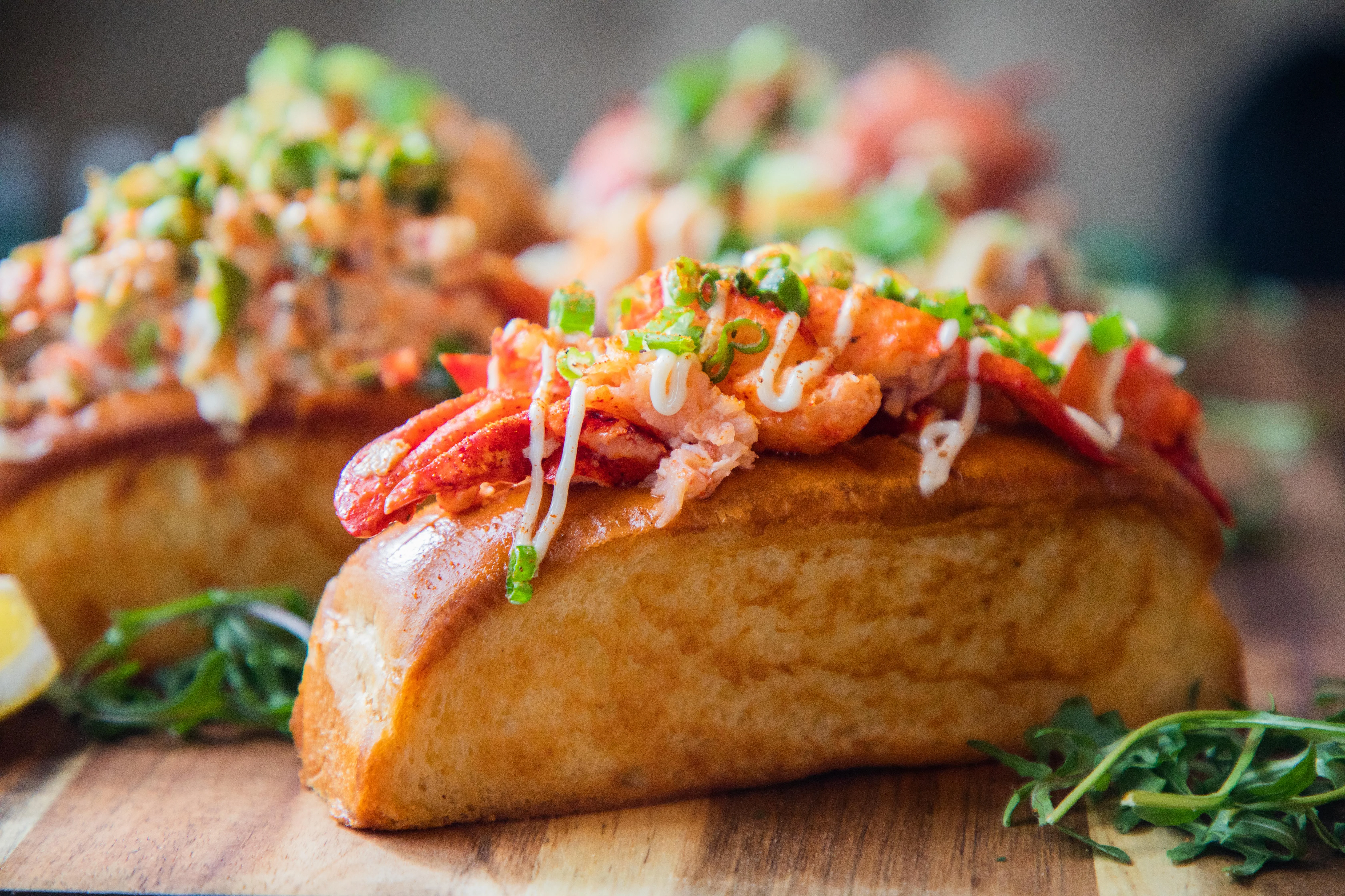 Lobster roll served on a toasted bun, a classic New England dish