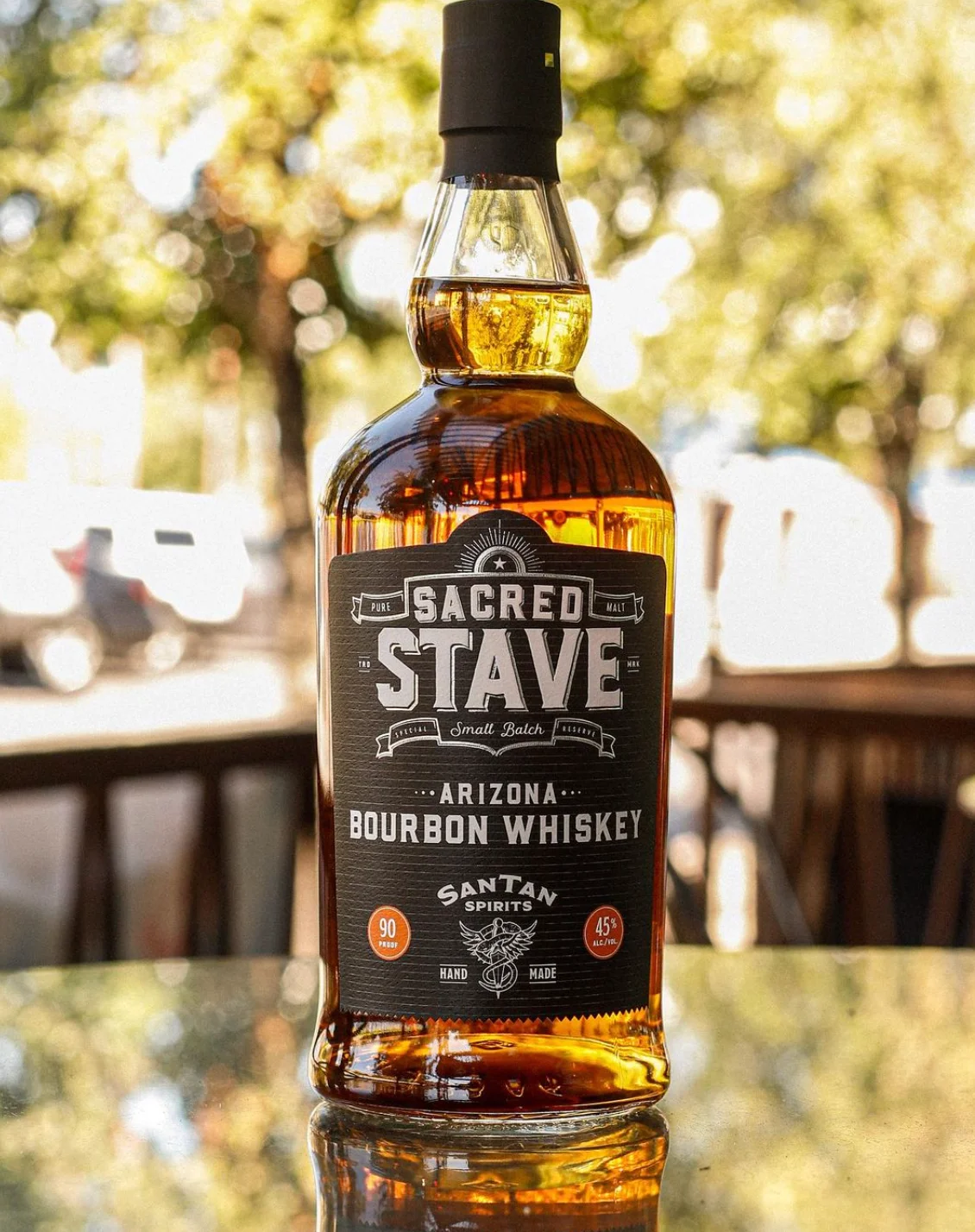 Bottle of Arizona bourbon whiskey from Santan Spirits