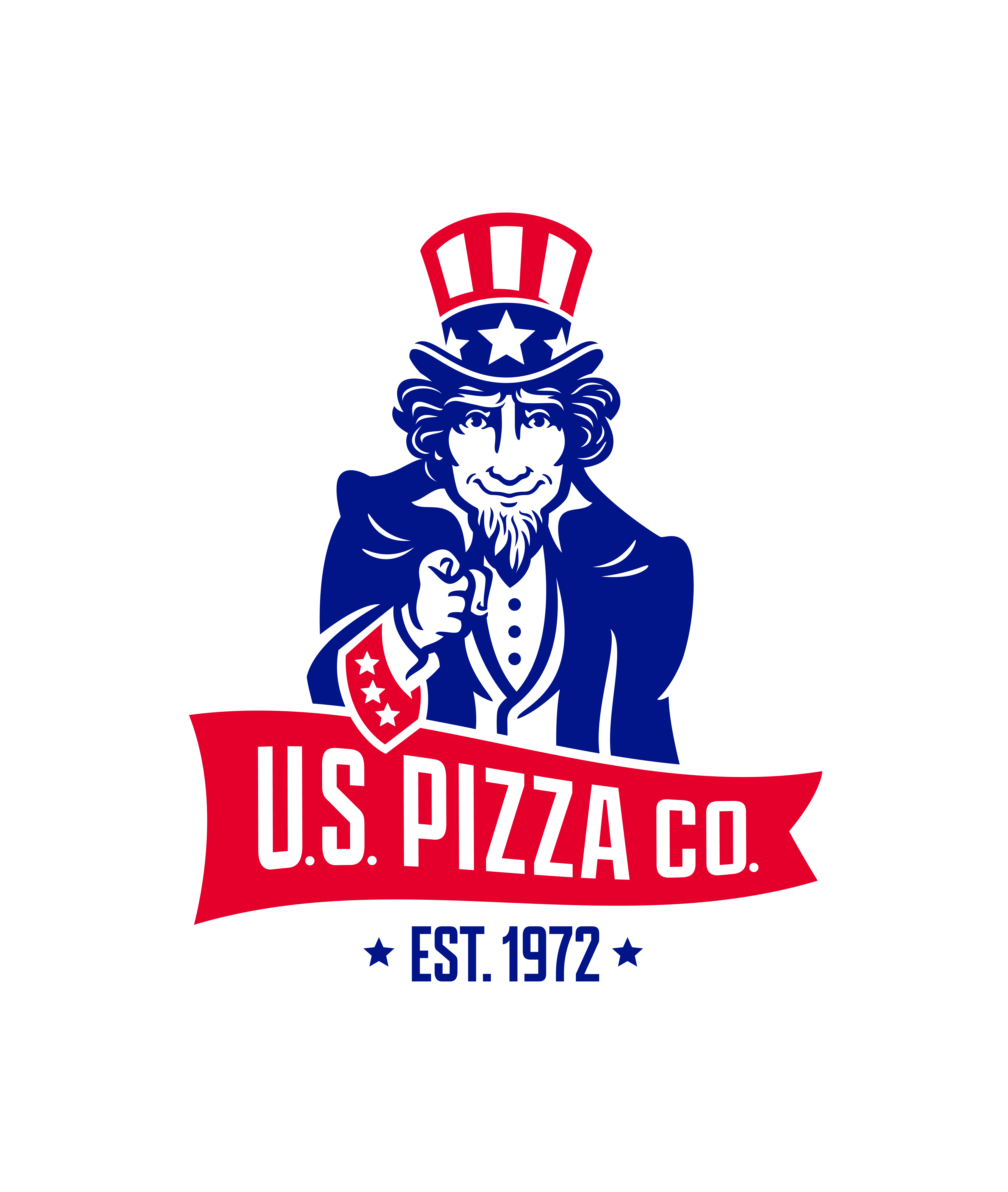 U.S. Pizza Co. logo featuring a patriotic character