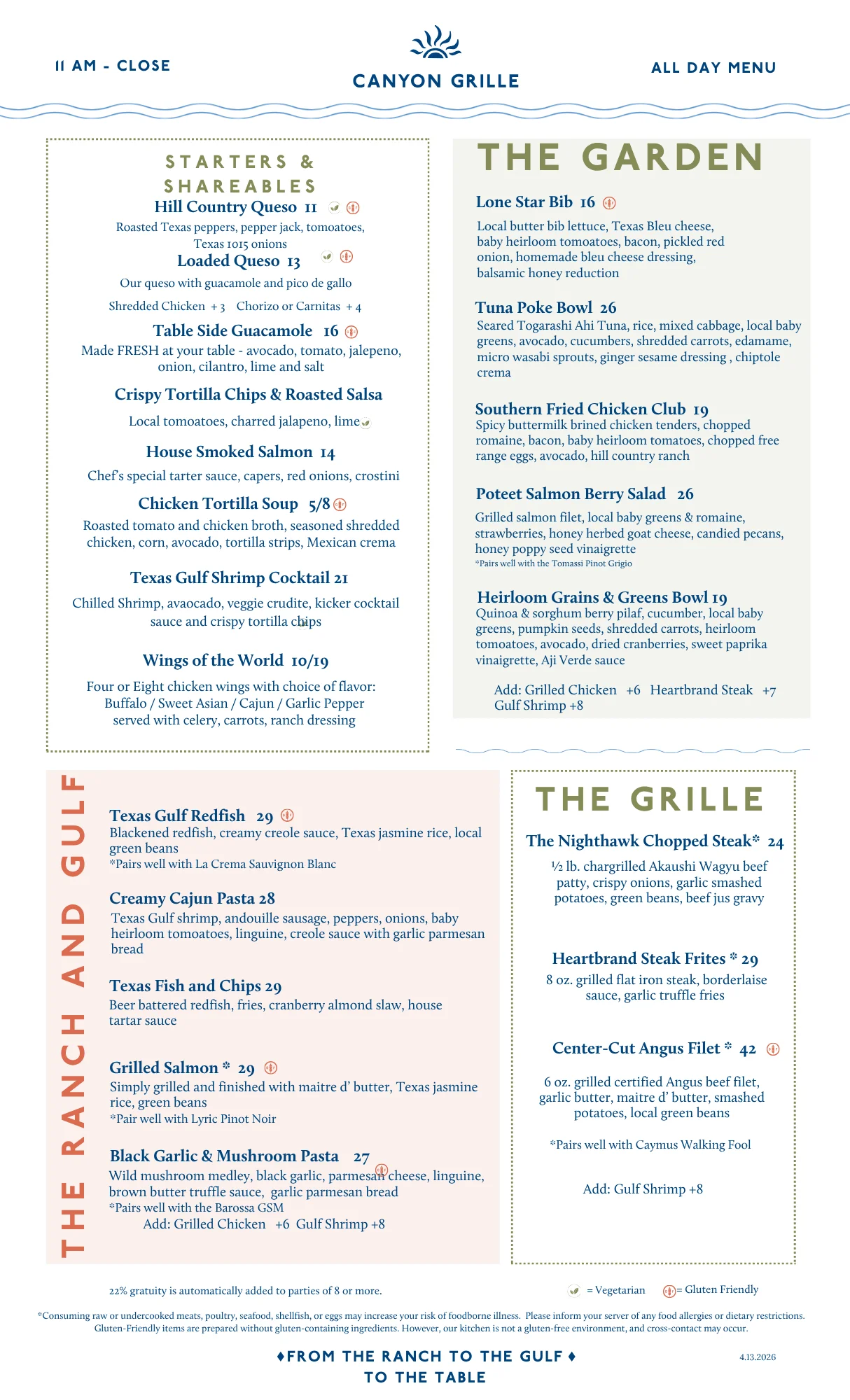Menu page featuring a variety of delicious dishes and drinks.