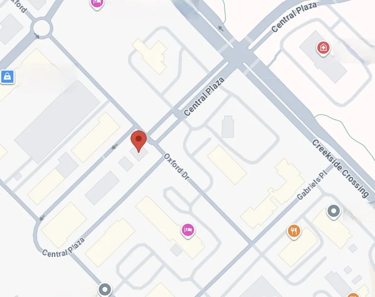 Map showing Central Plaza and Oxford Drive location