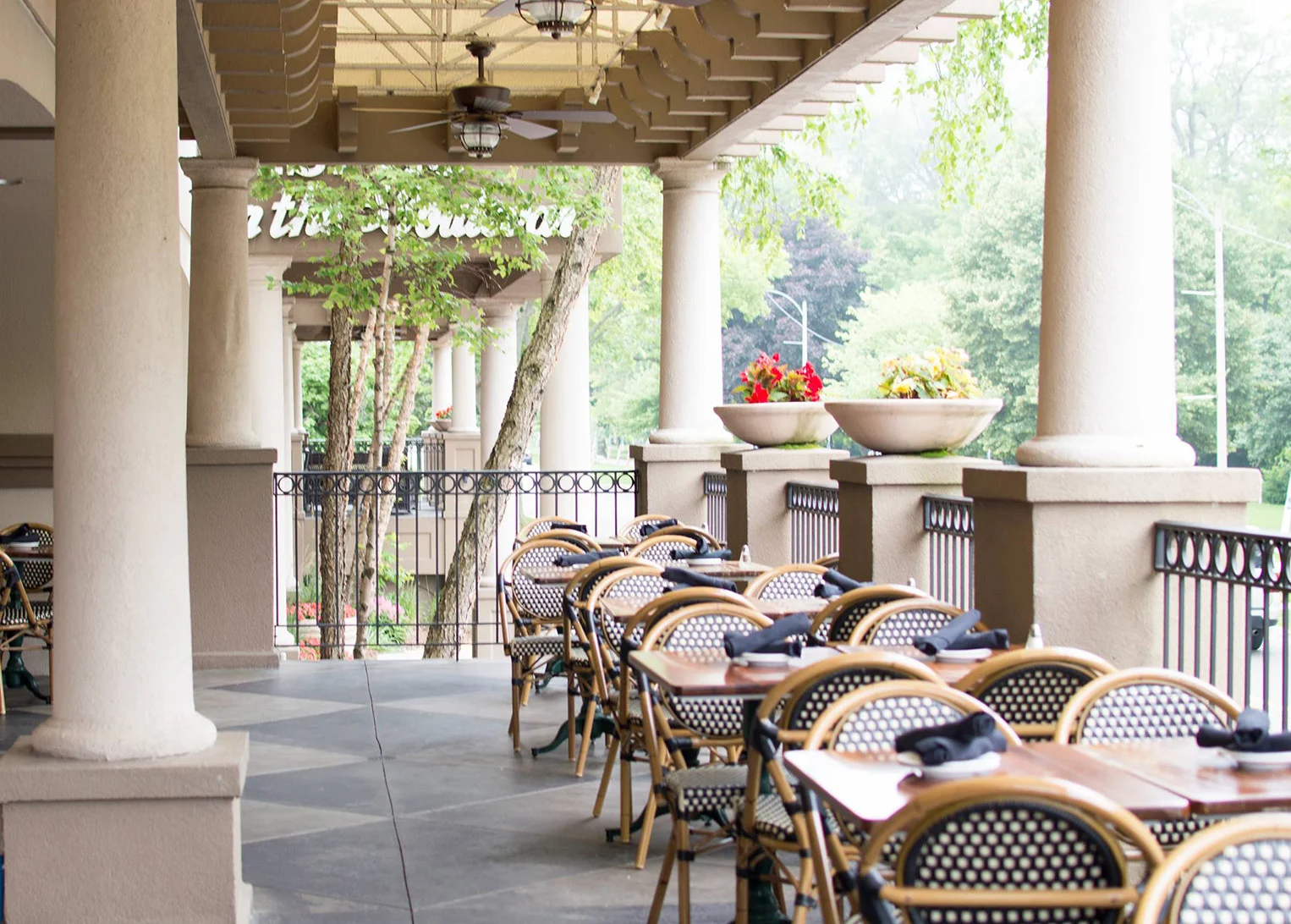 Charming outdoor dining area with elegant seating