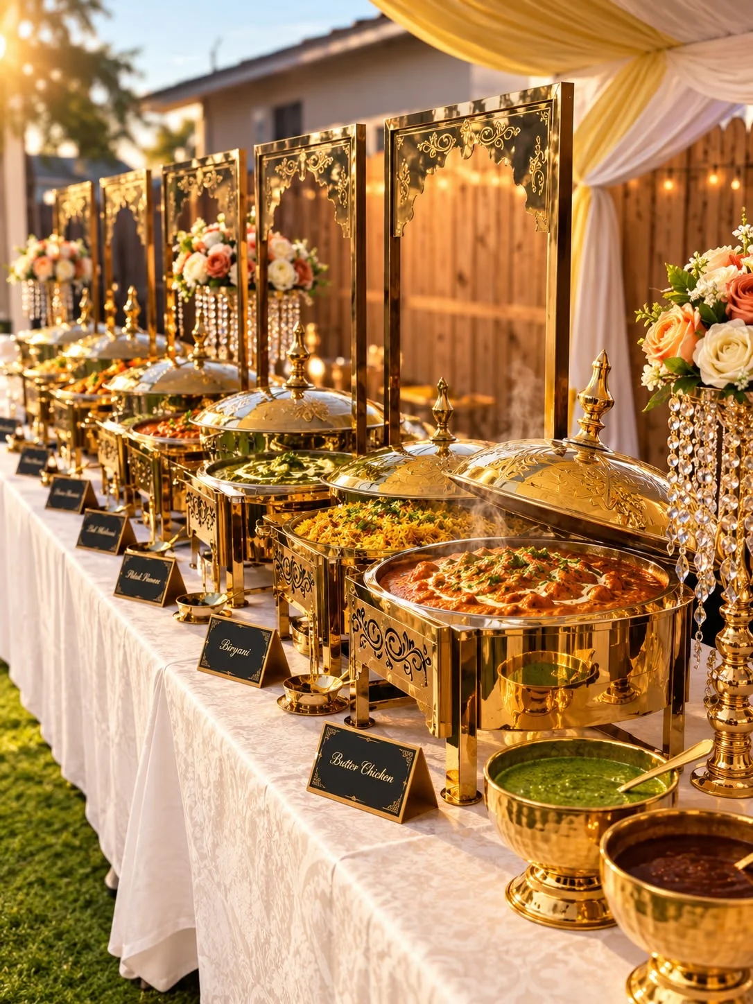A platter featuring a crispy flatbread topped with herbs, accompanied by bowls of chickpeas and a tangy sauce. The dishes are arranged on a light-colored background.