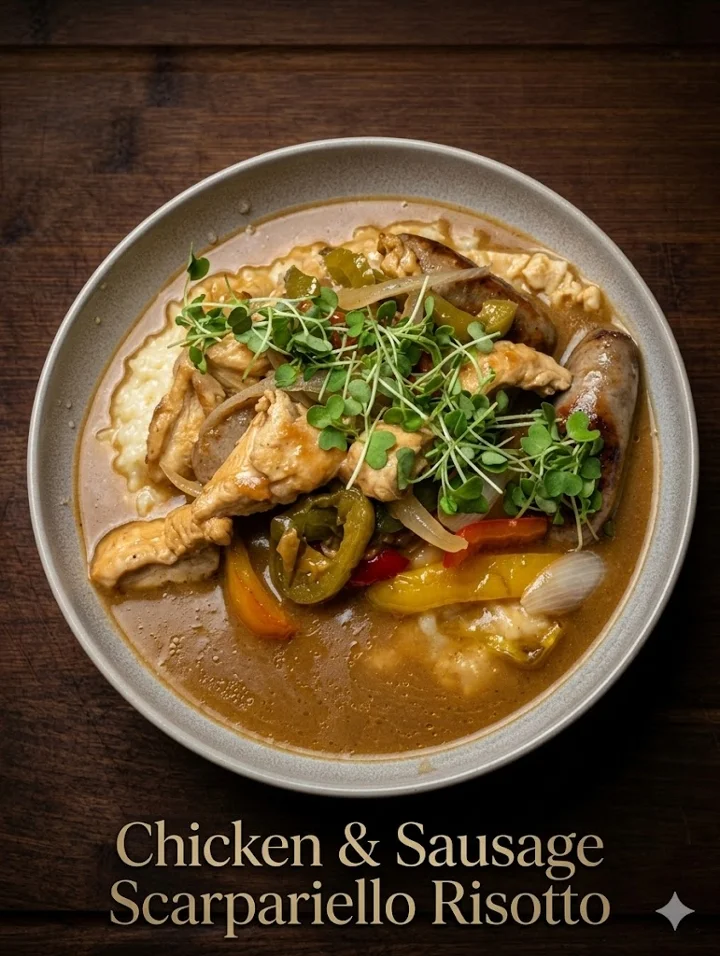 Chicken & Sausage Scarpariello Risotto