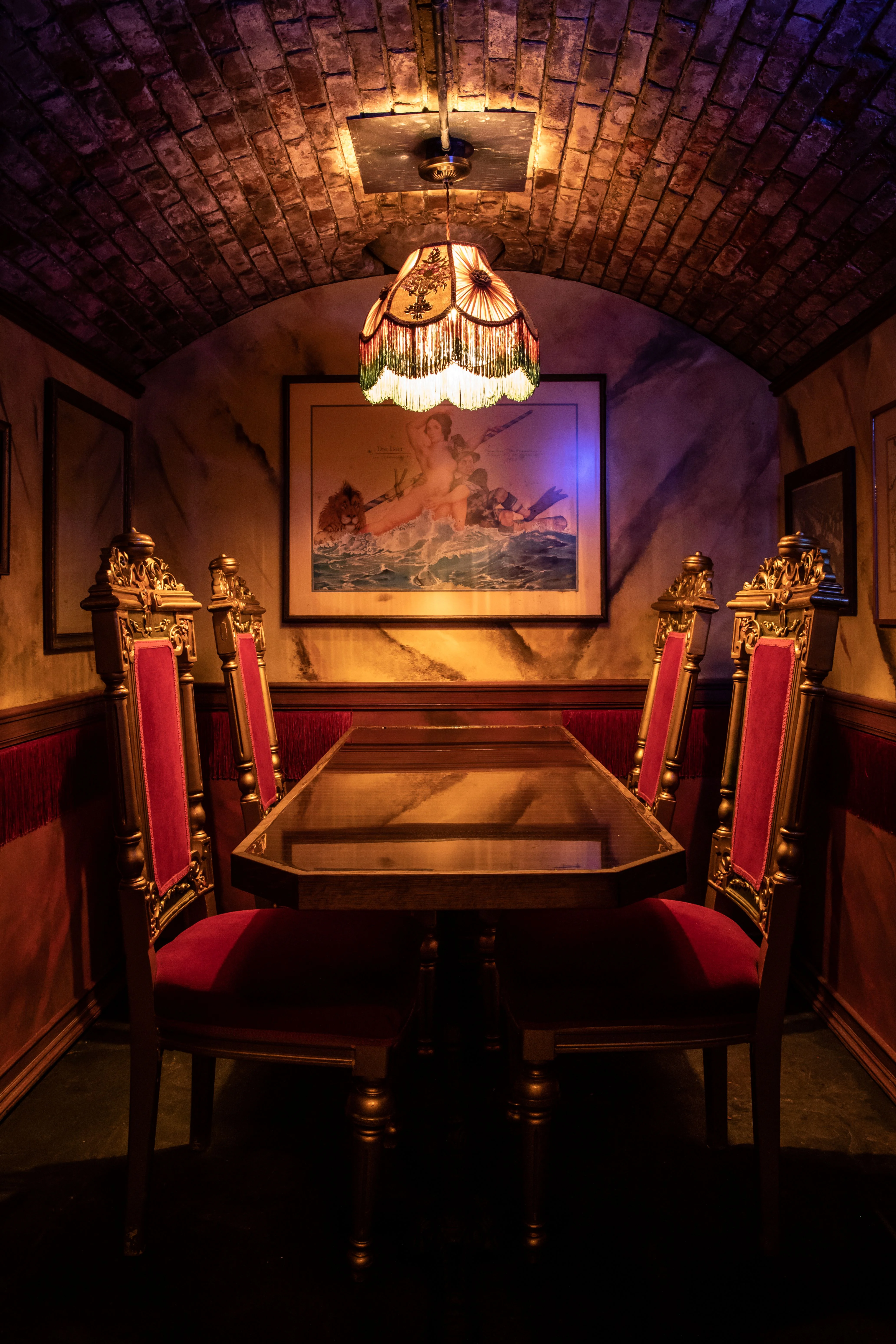 Elegant restaurant dining area with vintage decor