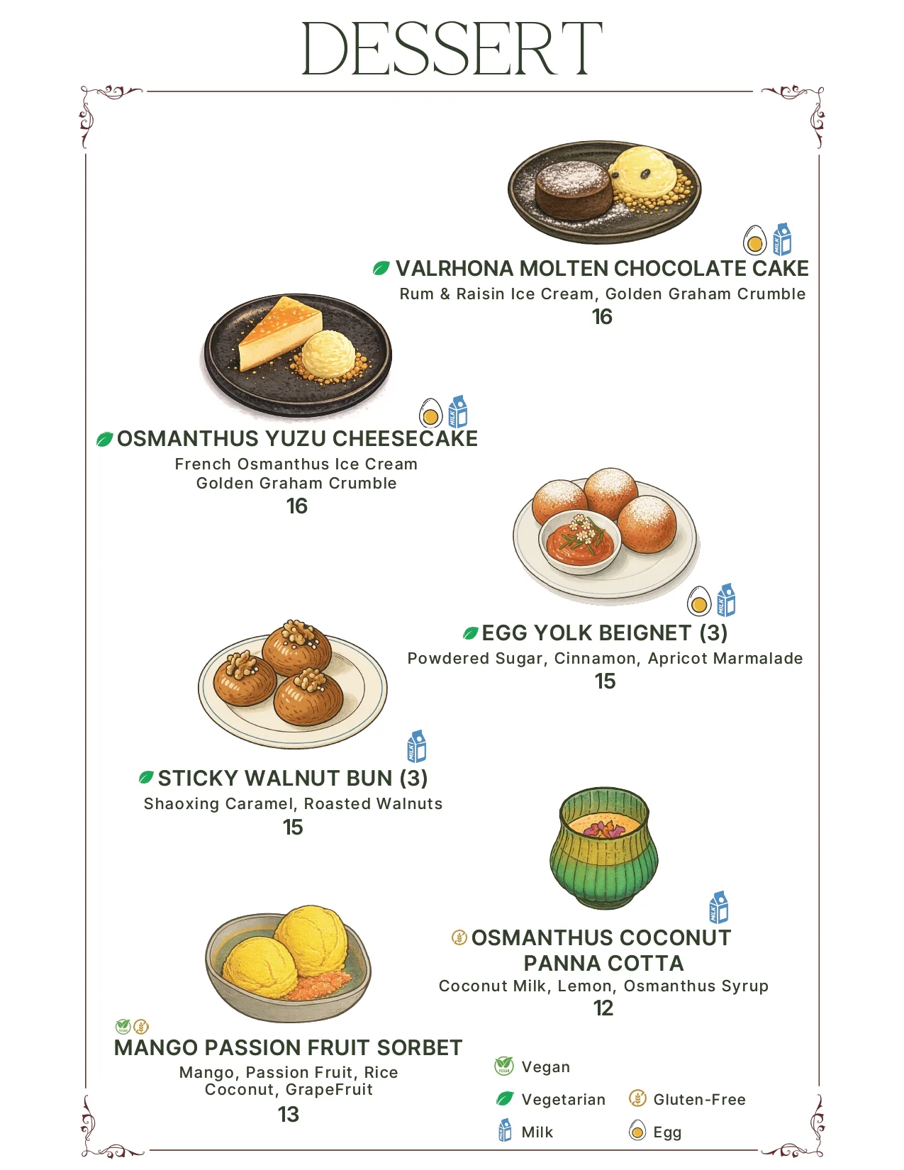 Dessert selection featuring Asian-inspired treats