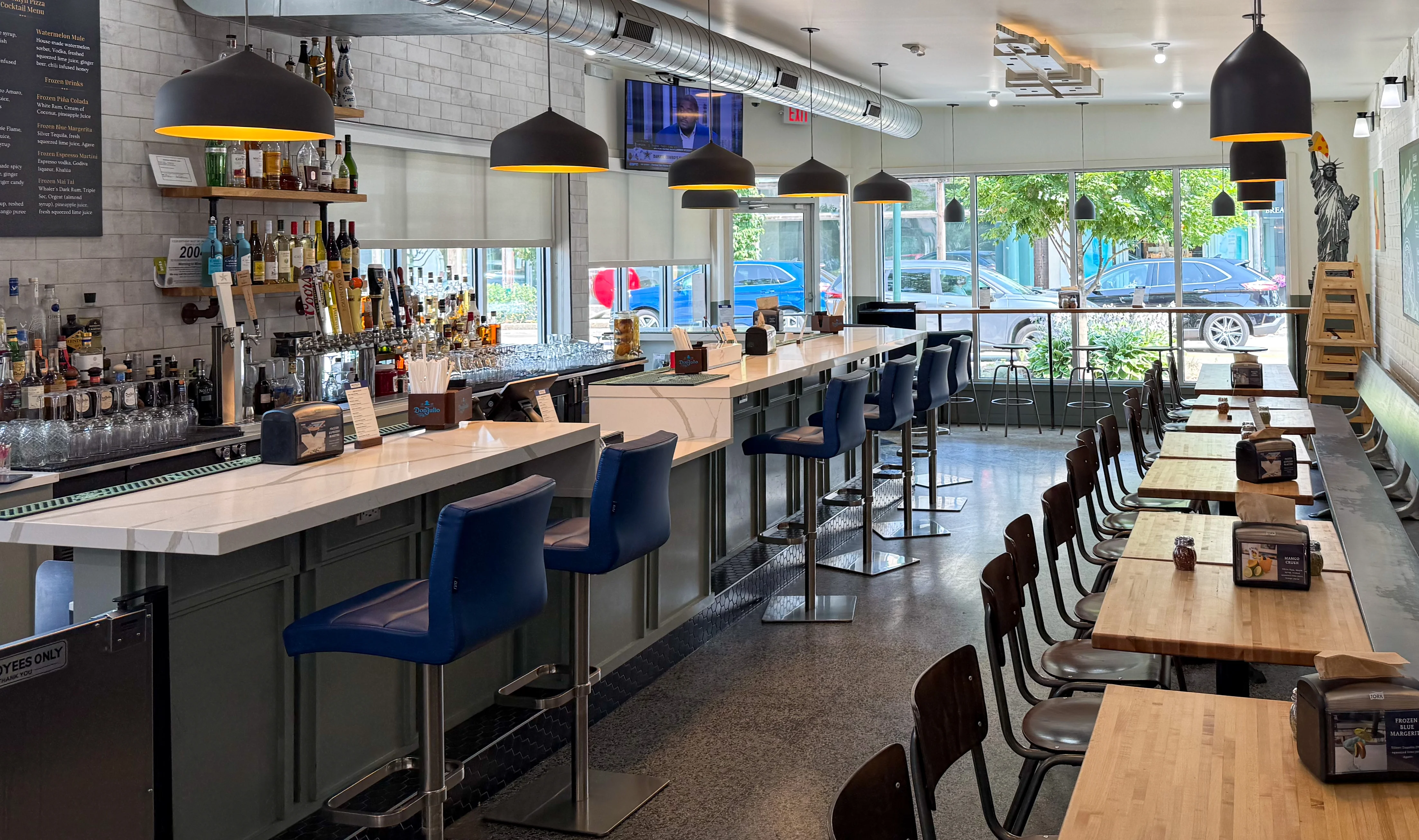 Brooklyn Pizza bar and seating area