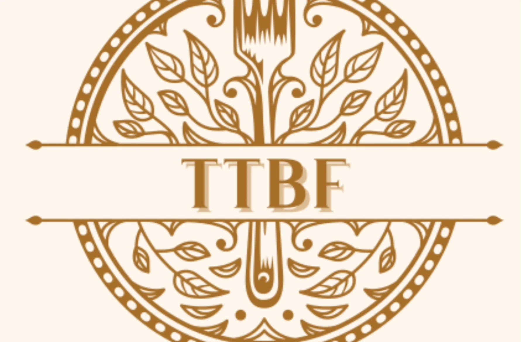 Elegant logo design for TTBF restaurant featuring fork and leaves