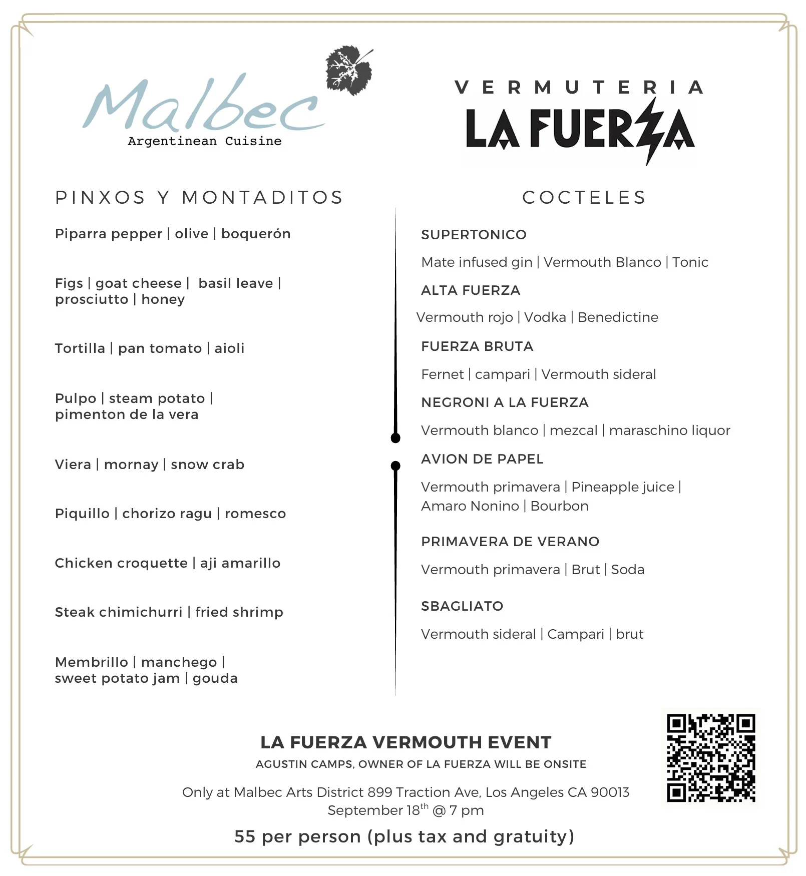 Argentinian vermouth tasting menu at Malbec restaurant