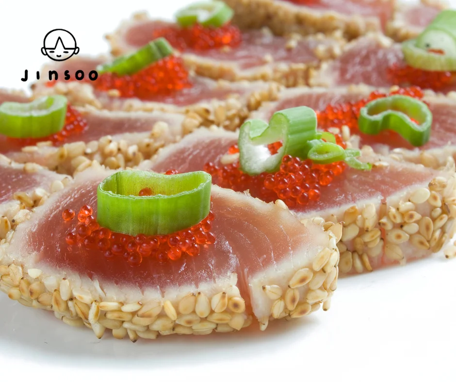 raw sushi top with green onion