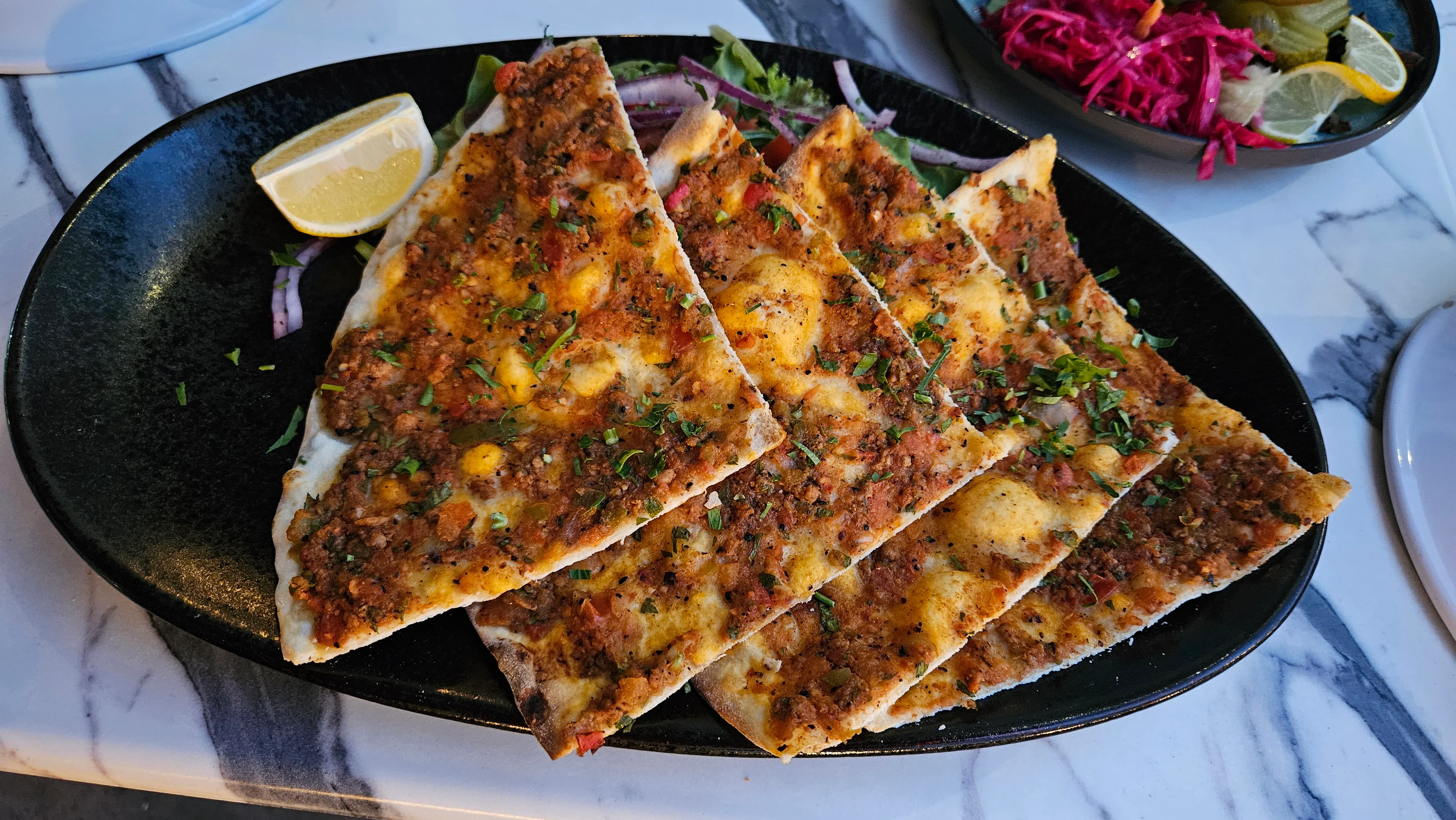 A plate of lahmacun