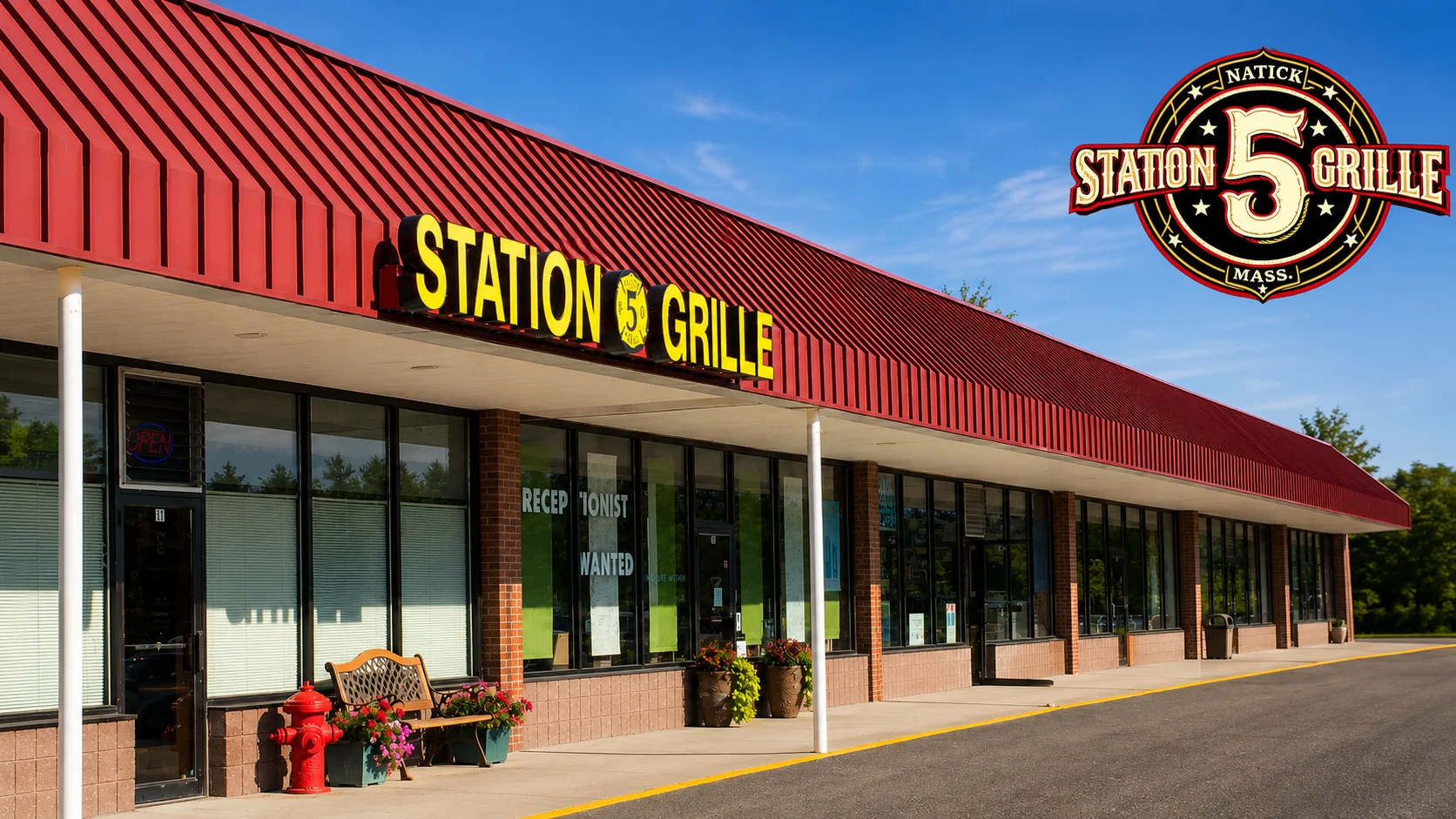 Exterior view of Station 5 Grille restaurant in Natick, Massachusetts